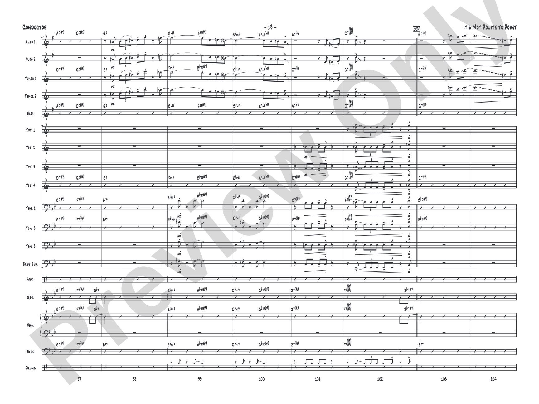 It's Not Polite to Point: Jazz Ensemble Conductor Score & Parts
