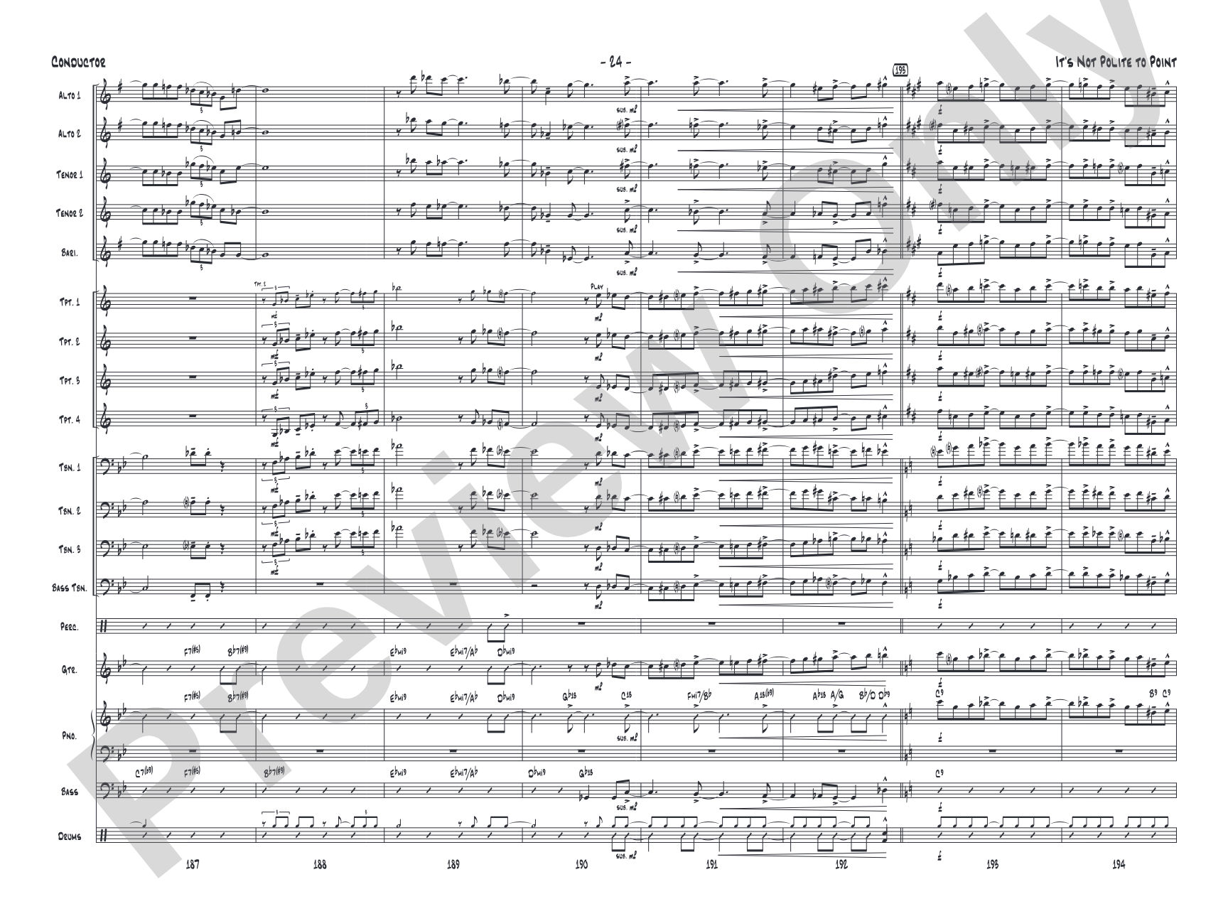 It's Not Polite to Point: Jazz Ensemble Conductor Score & Parts