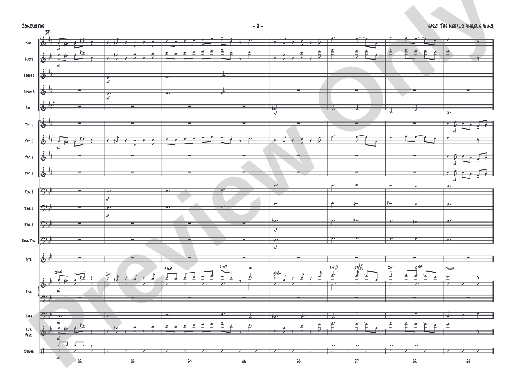 Hark! The Herald Angels Sing: Jazz Ensemble Conductor Score & Parts