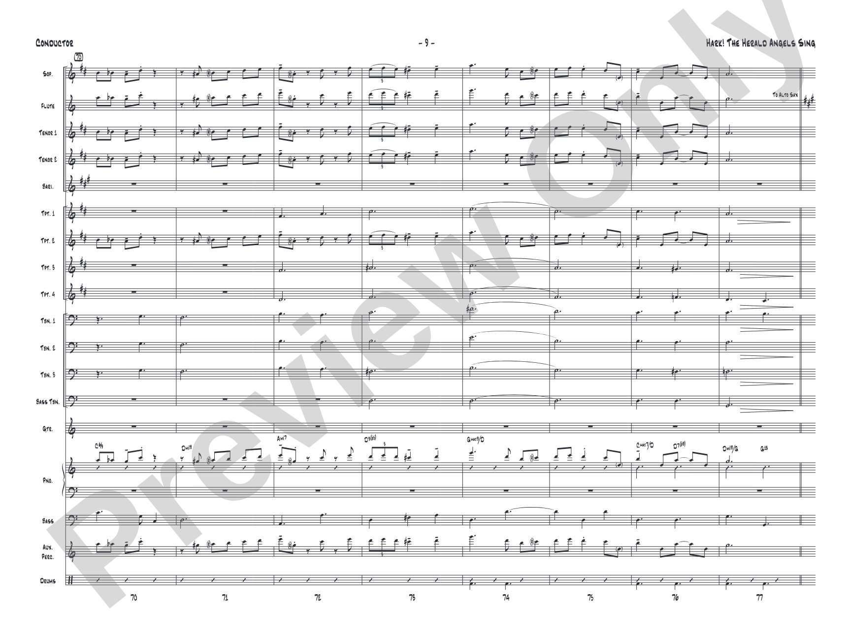 Hark! The Herald Angels Sing: Jazz Ensemble Conductor Score & Parts