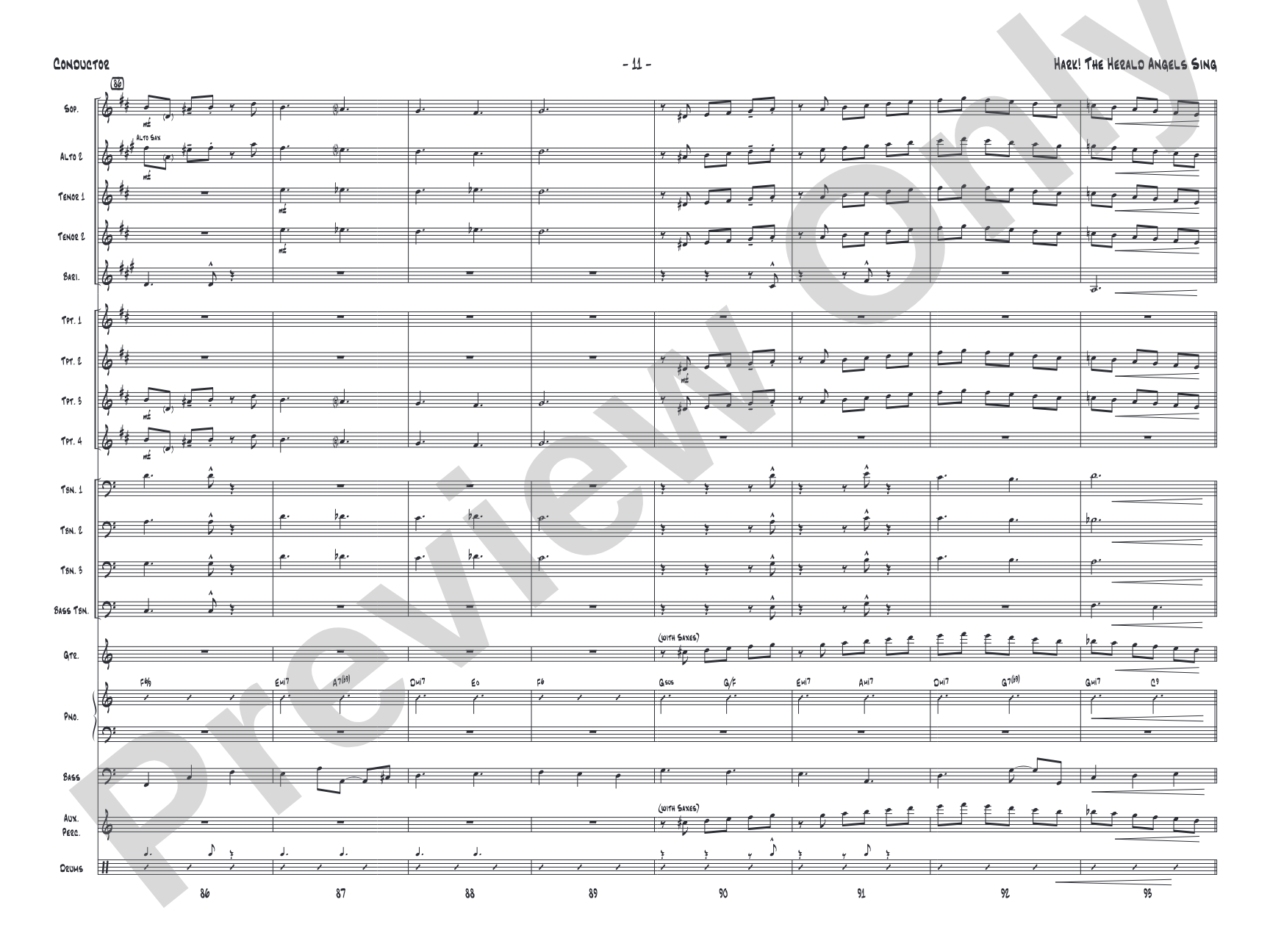 Hark! The Herald Angels Sing: Jazz Ensemble Conductor Score & Parts