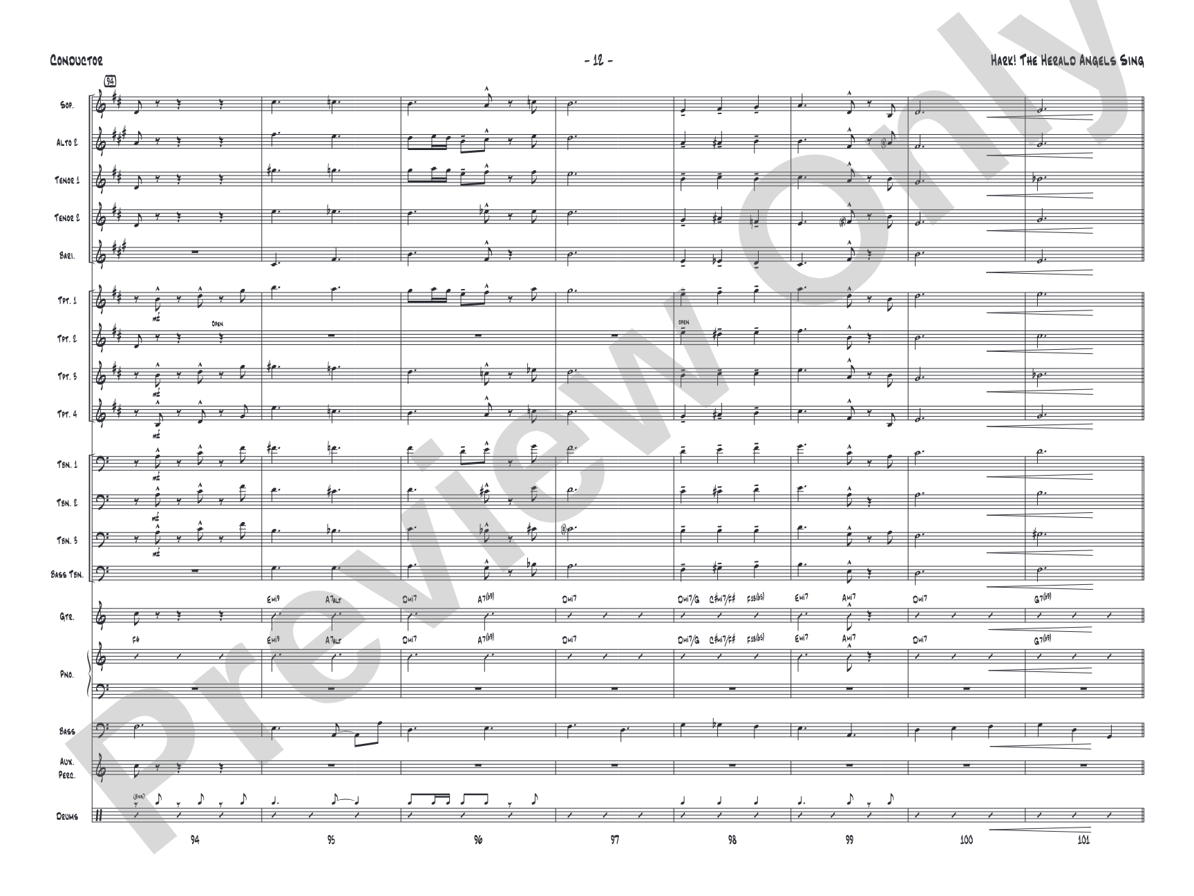 Hark! The Herald Angels Sing: Jazz Ensemble Conductor Score & Parts