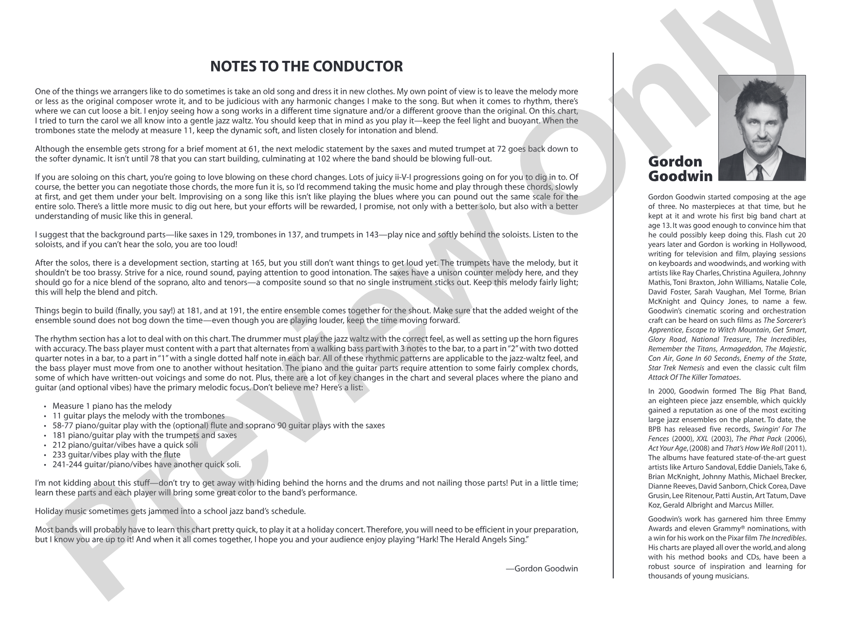 Hark! The Herald Angels Sing: Jazz Ensemble Conductor Score & Parts