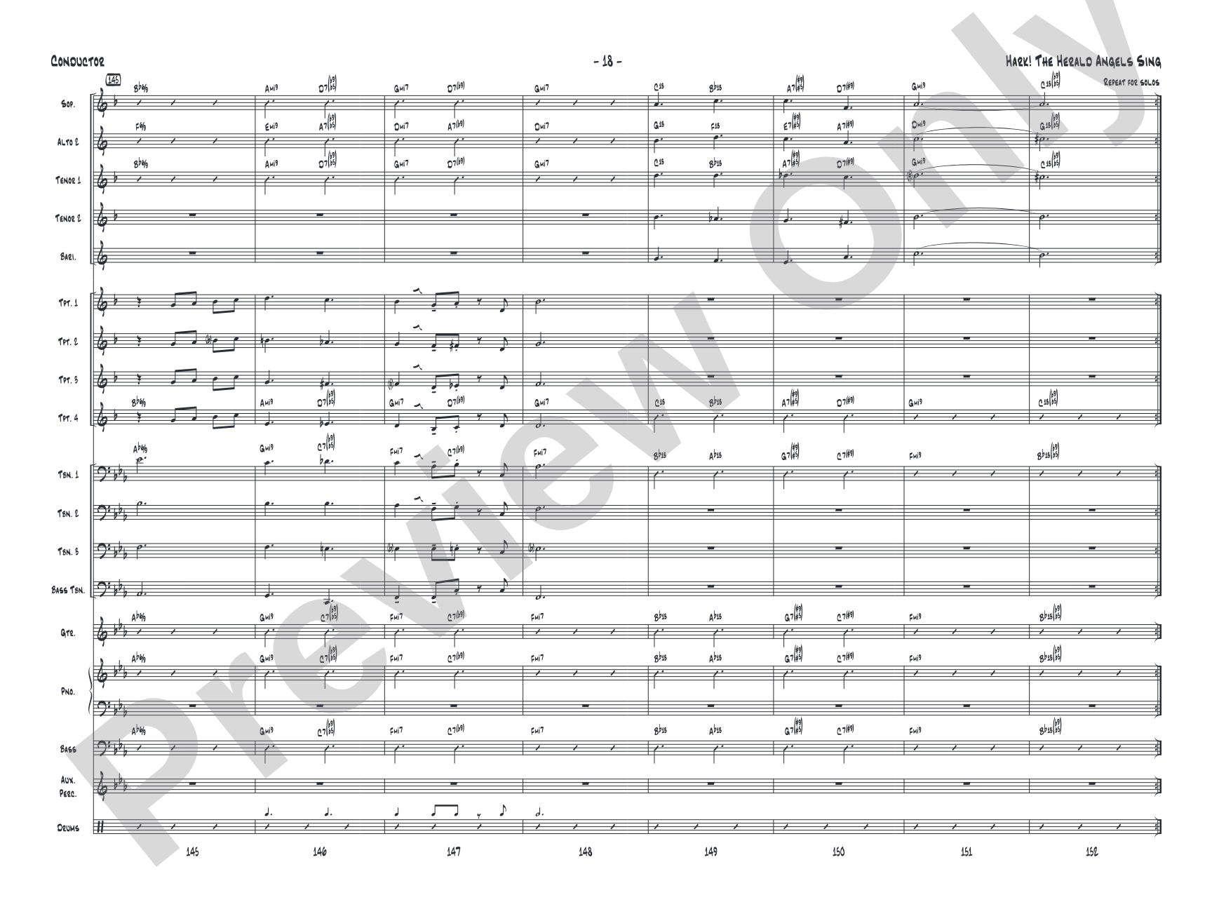 Hark! The Herald Angels Sing: Jazz Ensemble Conductor Score & Parts