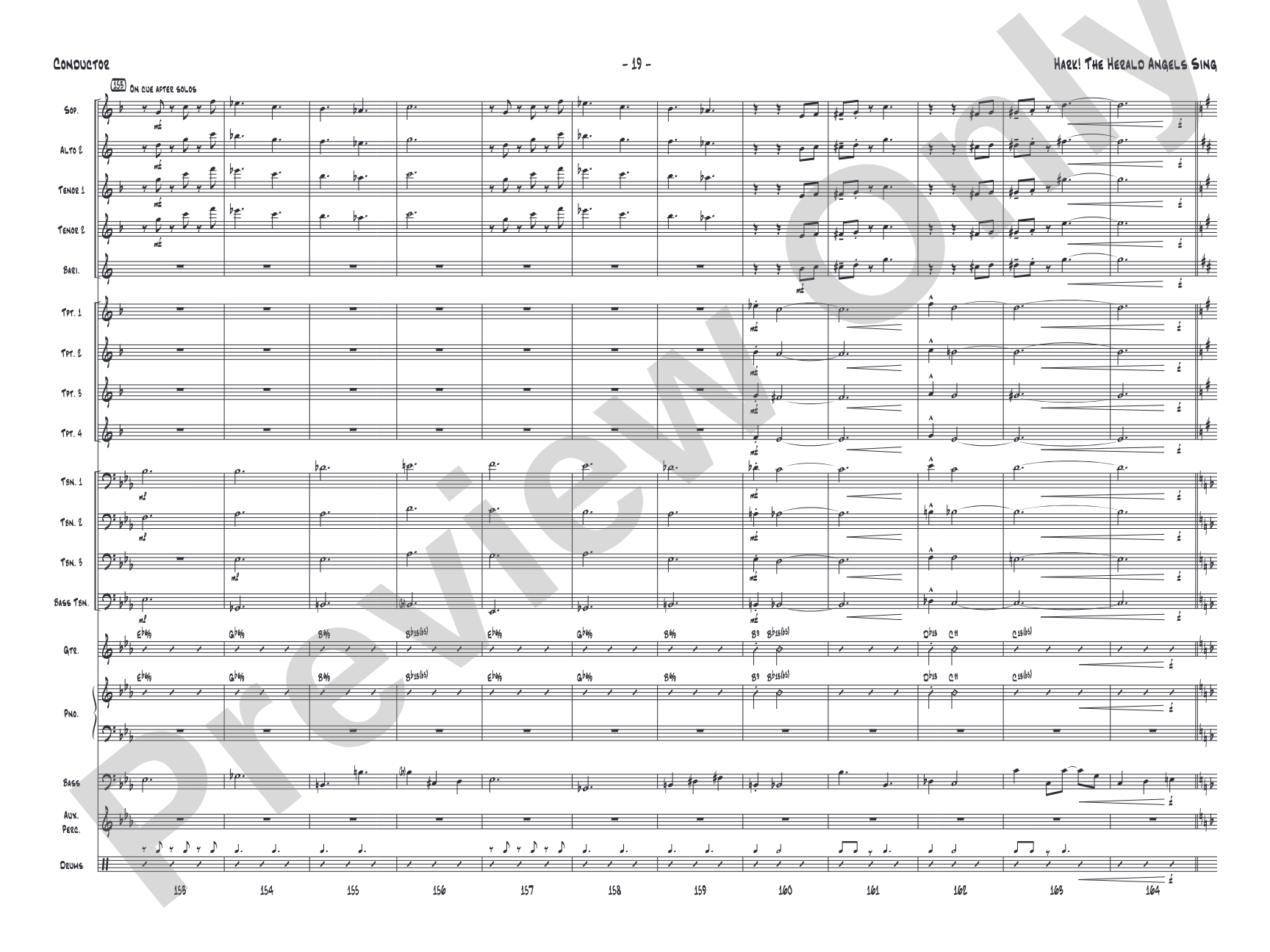 Hark! The Herald Angels Sing: Jazz Ensemble Conductor Score & Parts