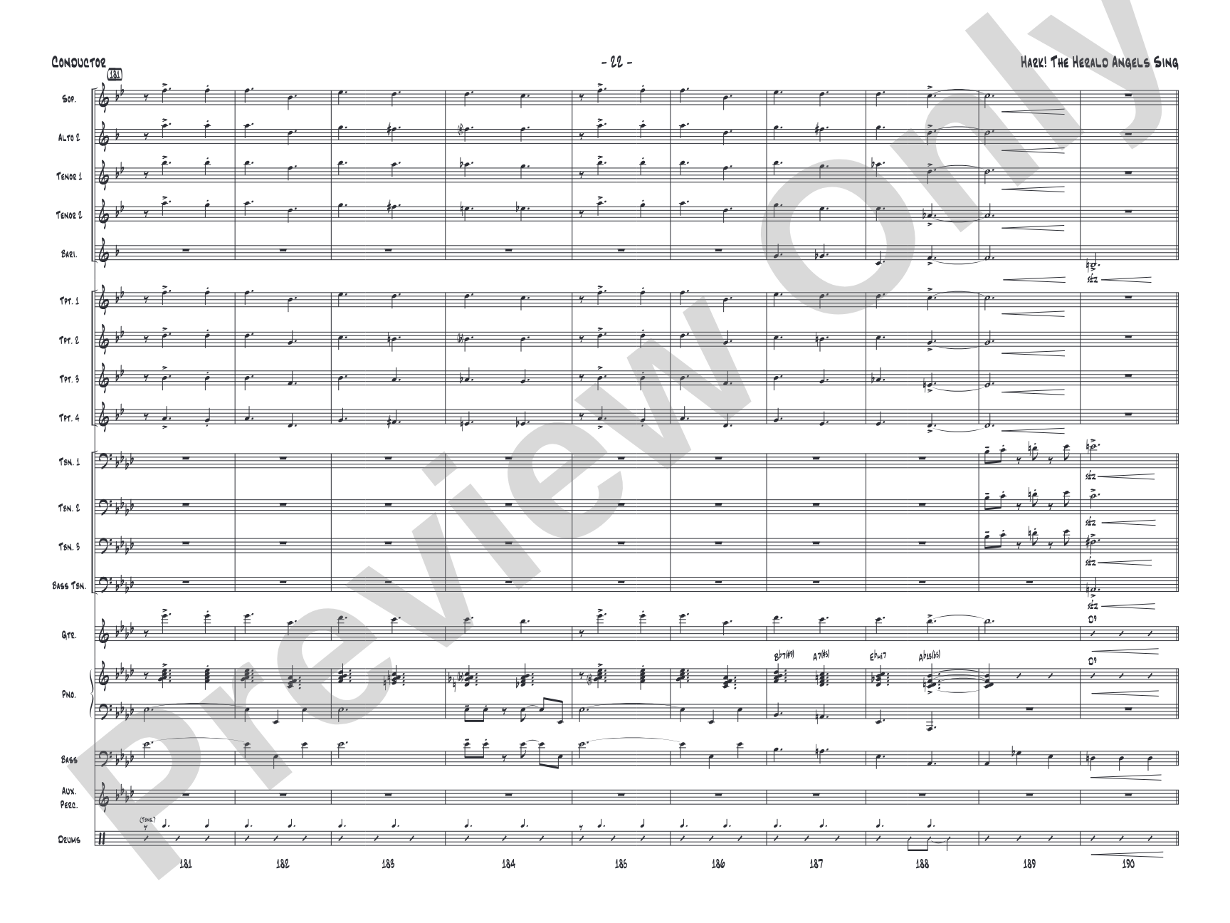 Hark! The Herald Angels Sing: Jazz Ensemble Conductor Score & Parts