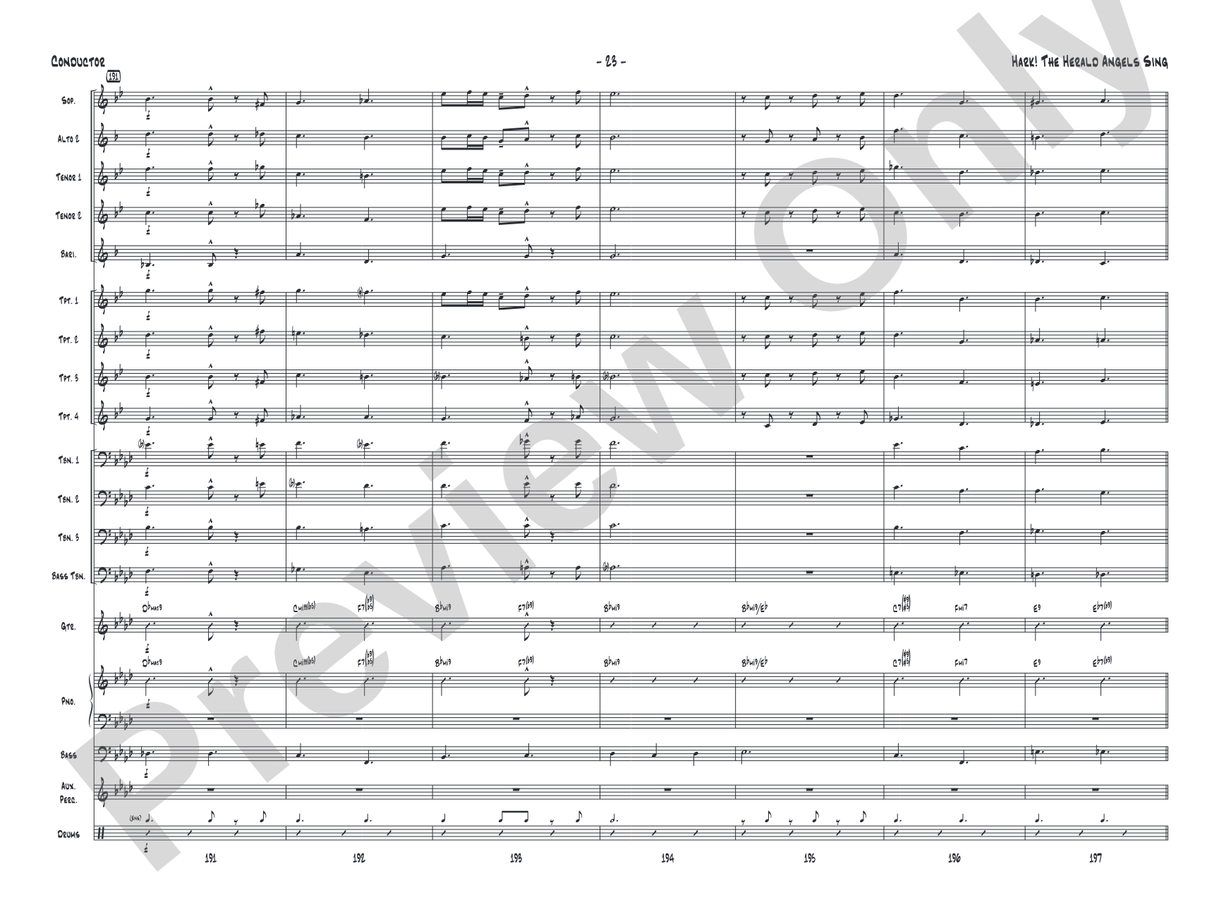 Hark! The Herald Angels Sing: Jazz Ensemble Conductor Score & Parts