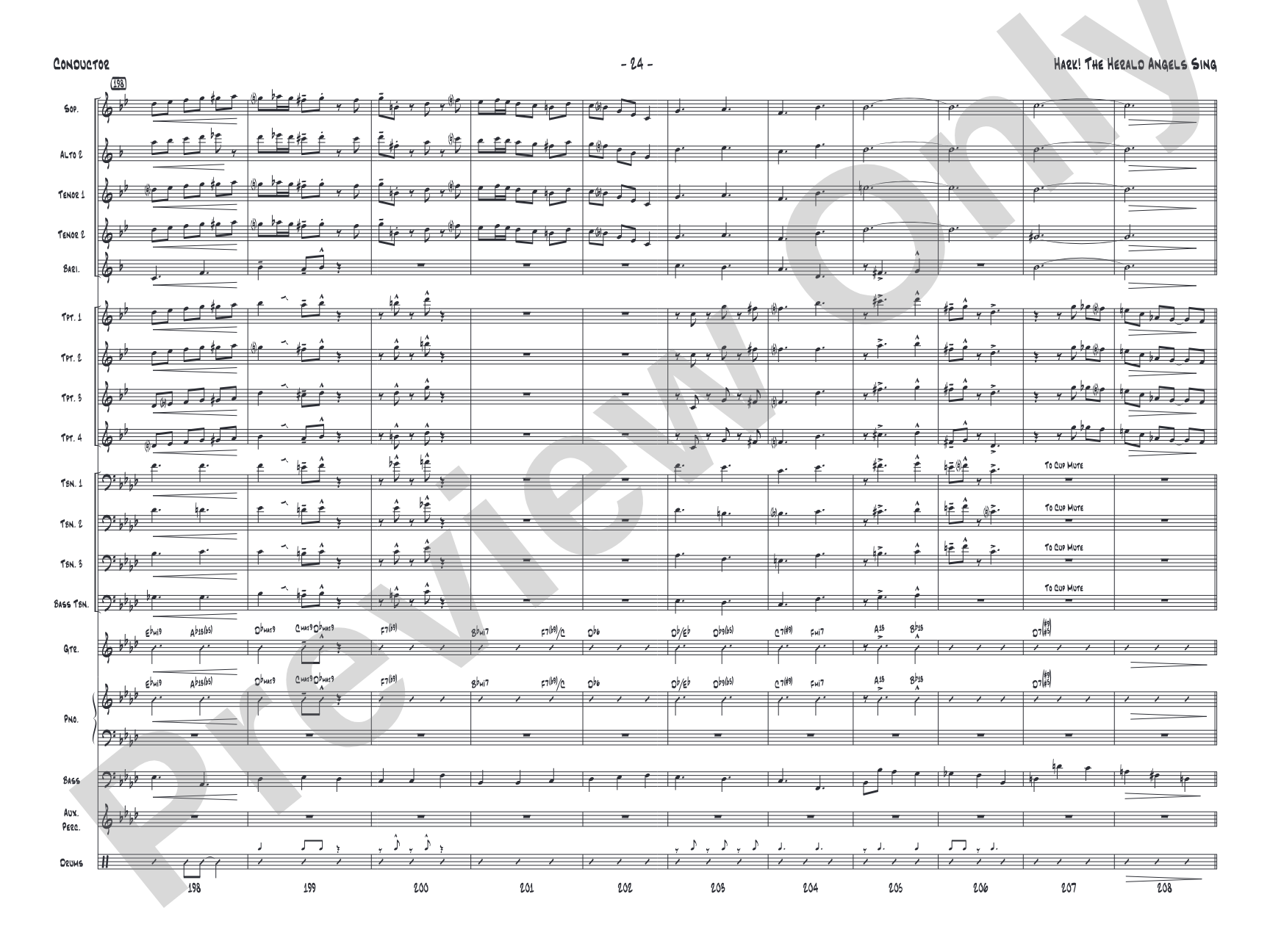 Hark! The Herald Angels Sing: Jazz Ensemble Conductor Score & Parts