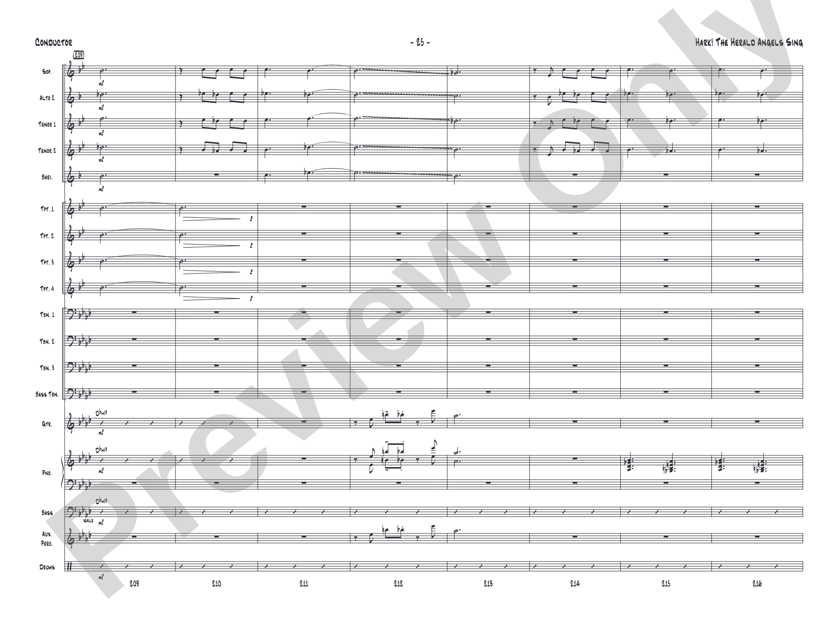 Hark! The Herald Angels Sing: Jazz Ensemble Conductor Score & Parts