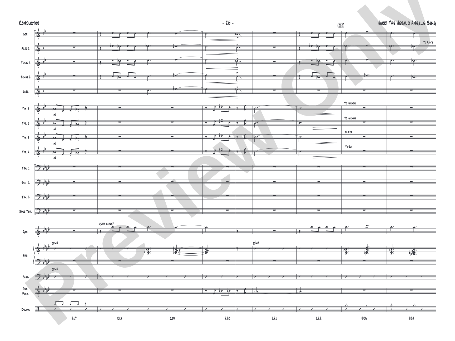 Hark! The Herald Angels Sing: Jazz Ensemble Conductor Score & Parts