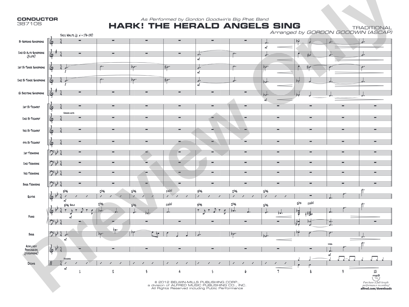 Hark! The Herald Angels Sing: Jazz Ensemble Conductor Score & Parts