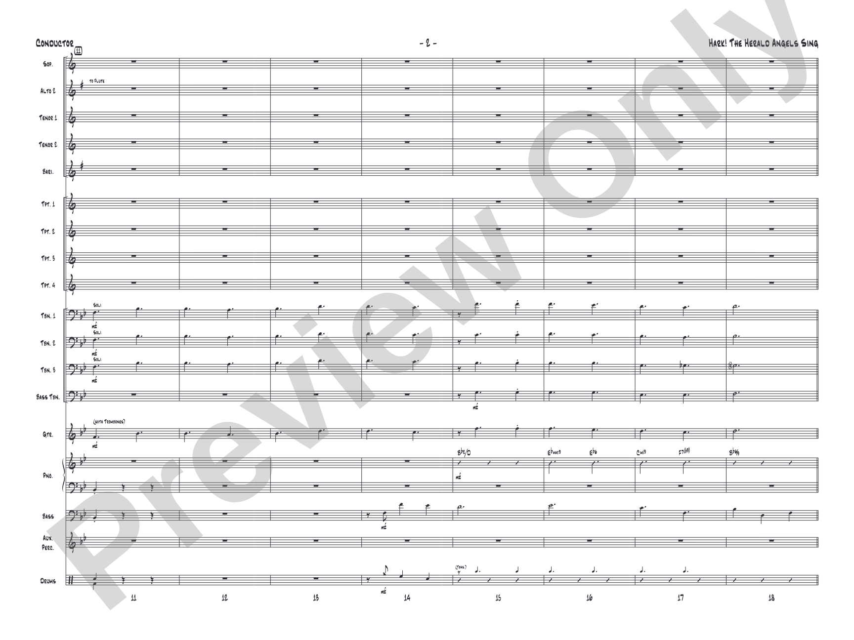 Hark! The Herald Angels Sing: Jazz Ensemble Conductor Score & Parts