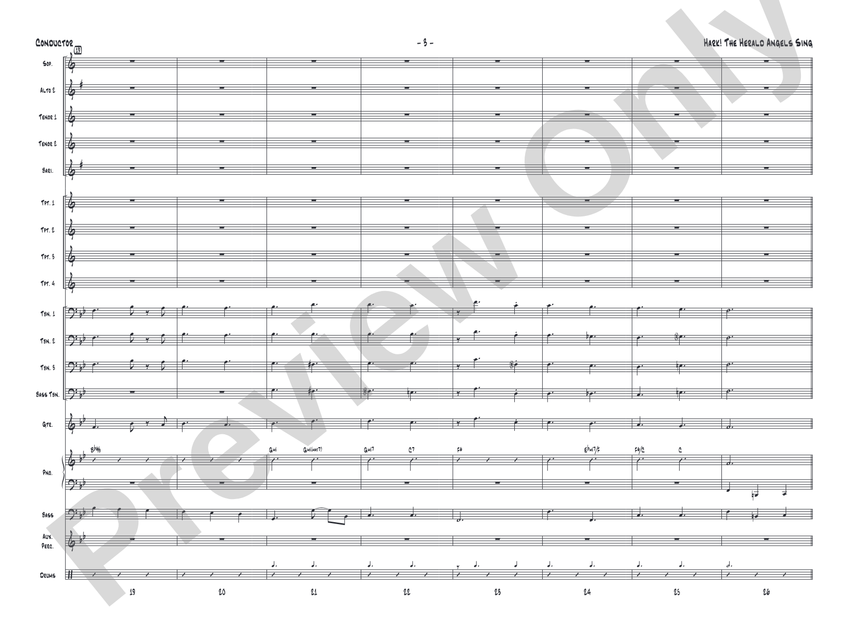 Hark! The Herald Angels Sing: Jazz Ensemble Conductor Score & Parts