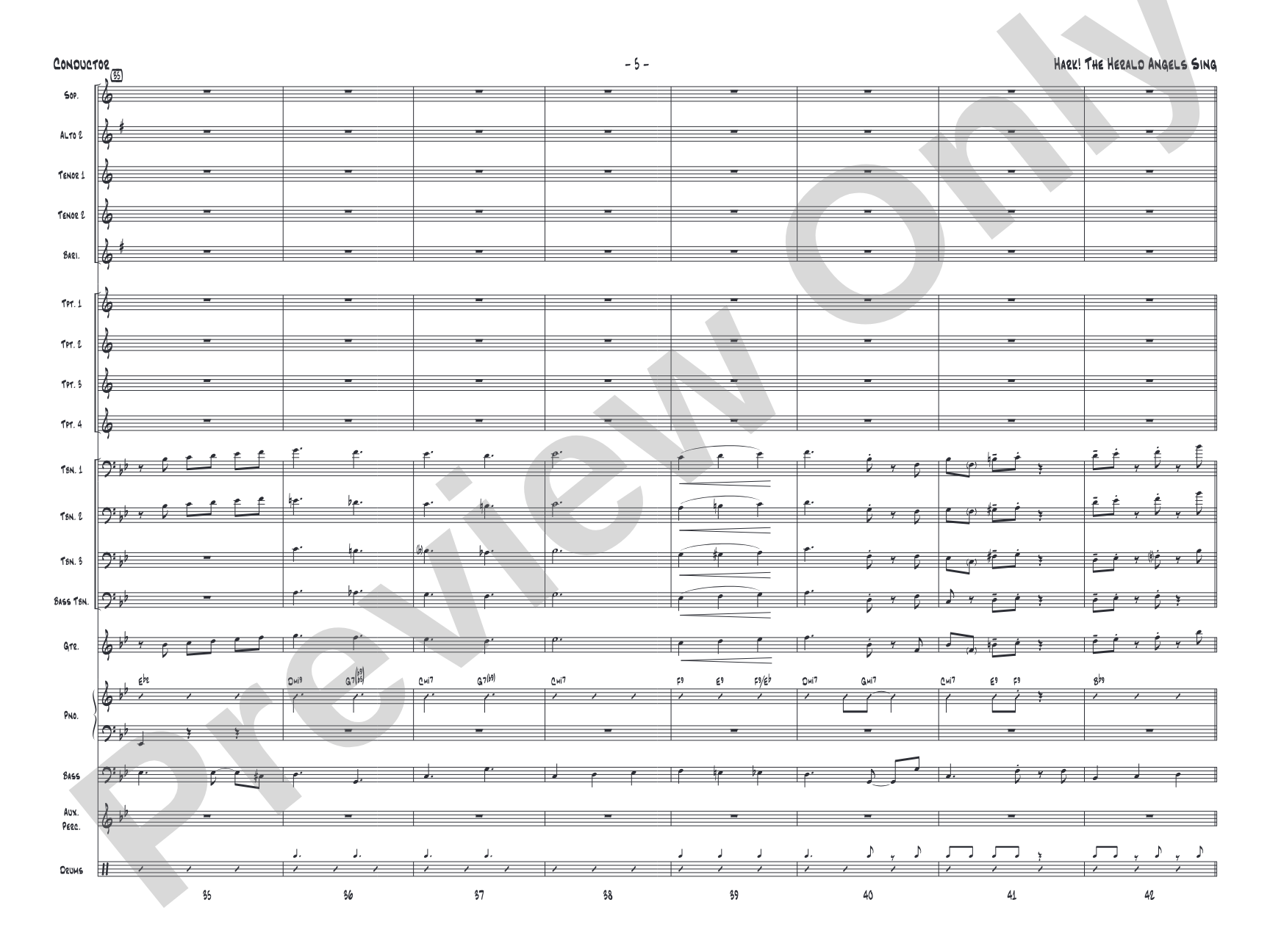 Hark! The Herald Angels Sing: Jazz Ensemble Conductor Score & Parts