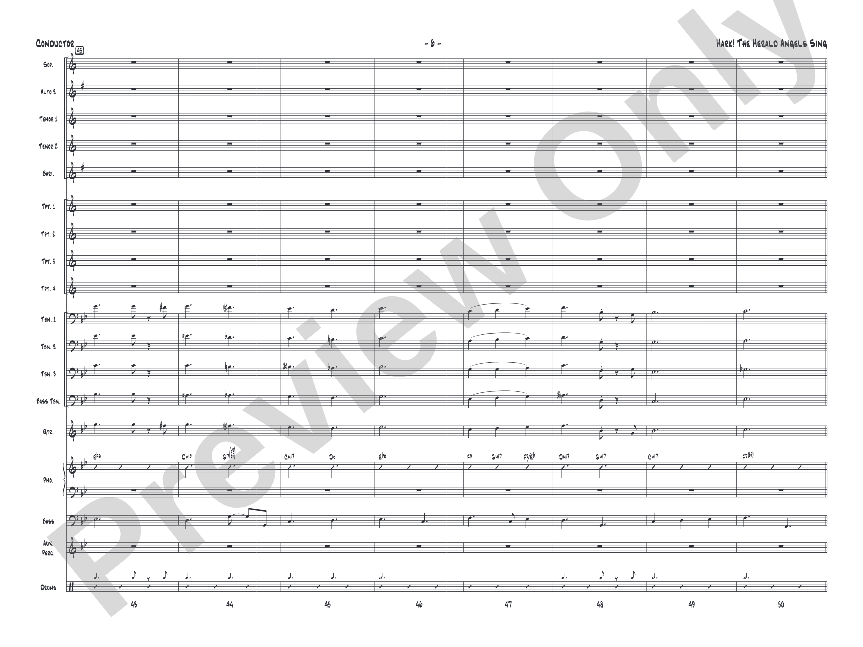 Hark! The Herald Angels Sing: Jazz Ensemble Conductor Score & Parts