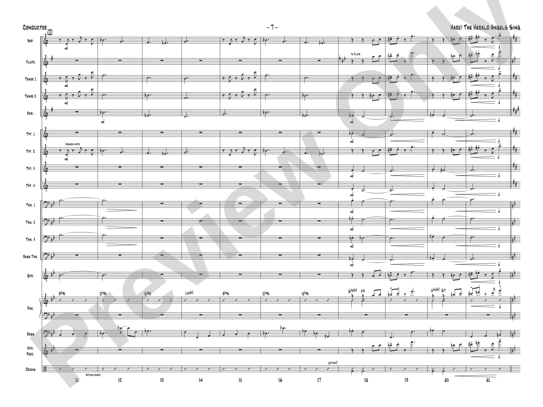 Hark! The Herald Angels Sing: Jazz Ensemble Conductor Score & Parts