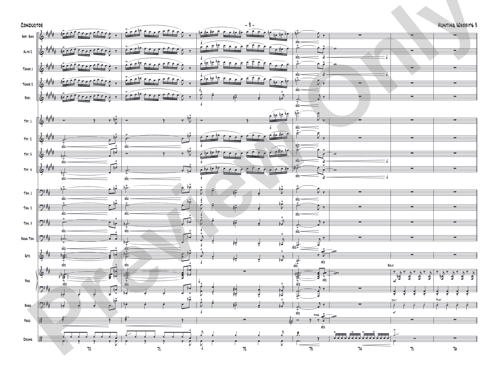 Hunting Wabbits 3 (Get Off My Lawn): Jazz Ensemble Conductor Score & Parts