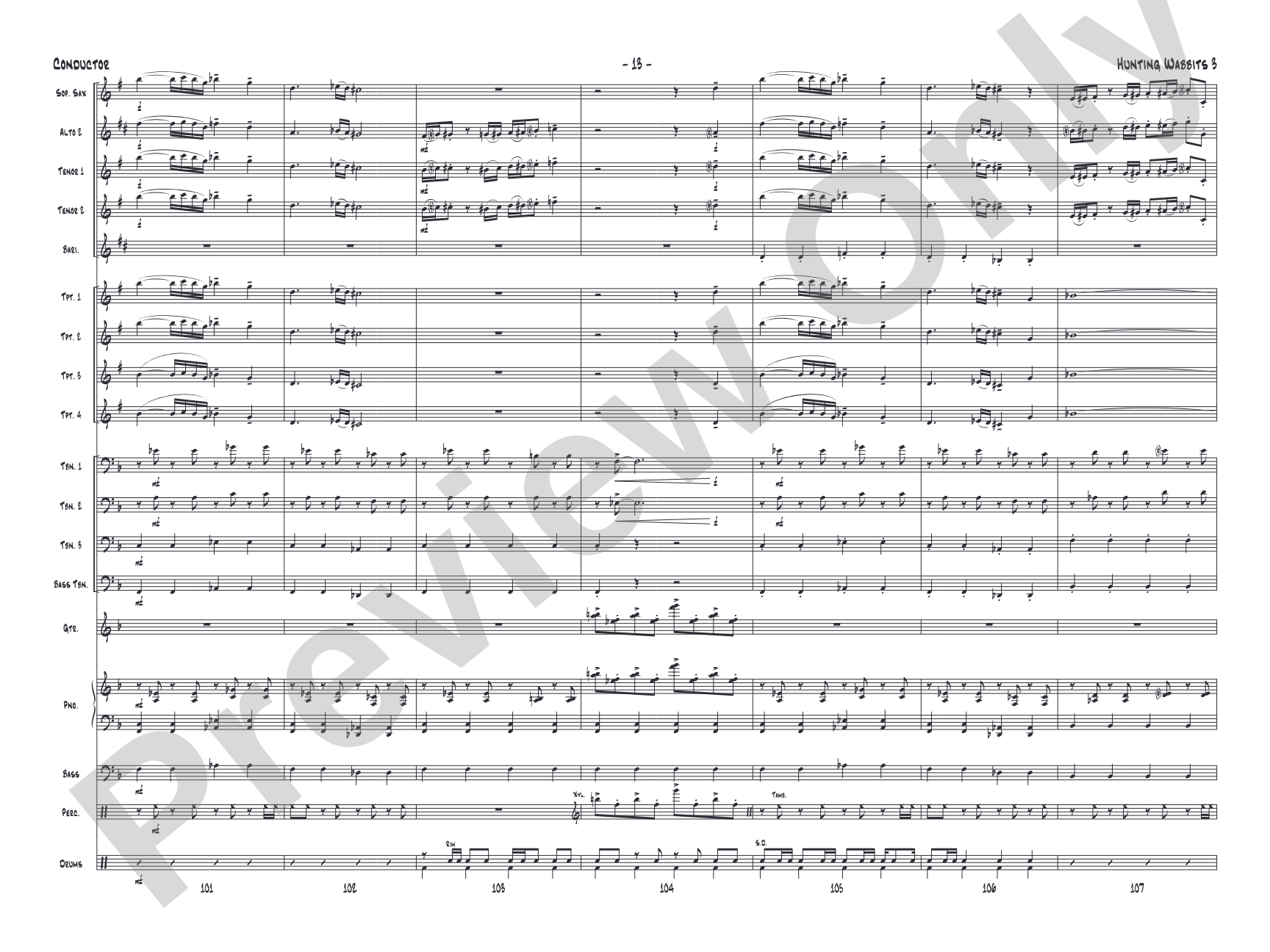 Hunting Wabbits 3 (Get Off My Lawn): Jazz Ensemble Conductor Score & Parts