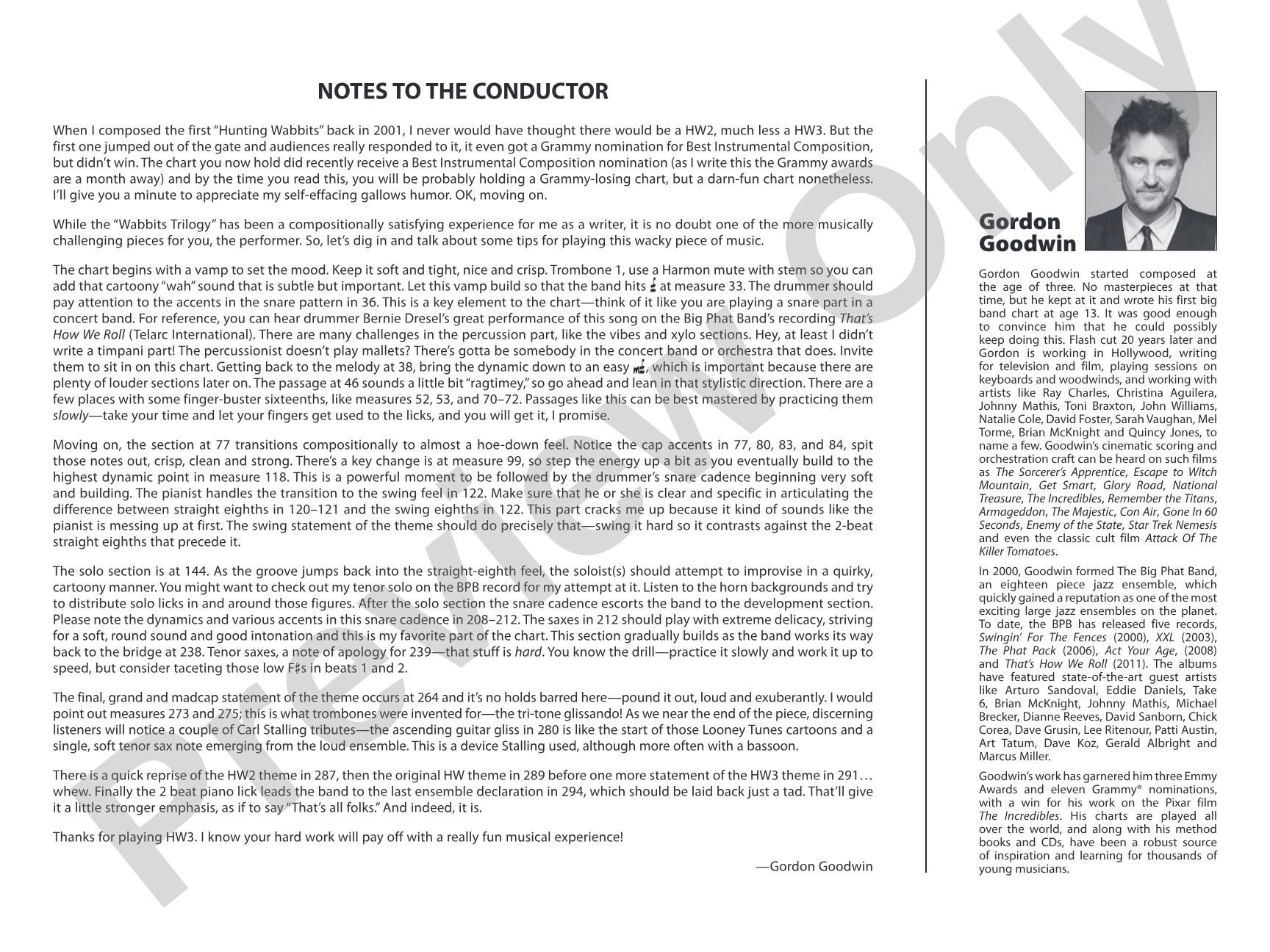 Hunting Wabbits 3 (Get Off My Lawn): Jazz Ensemble Conductor Score & Parts