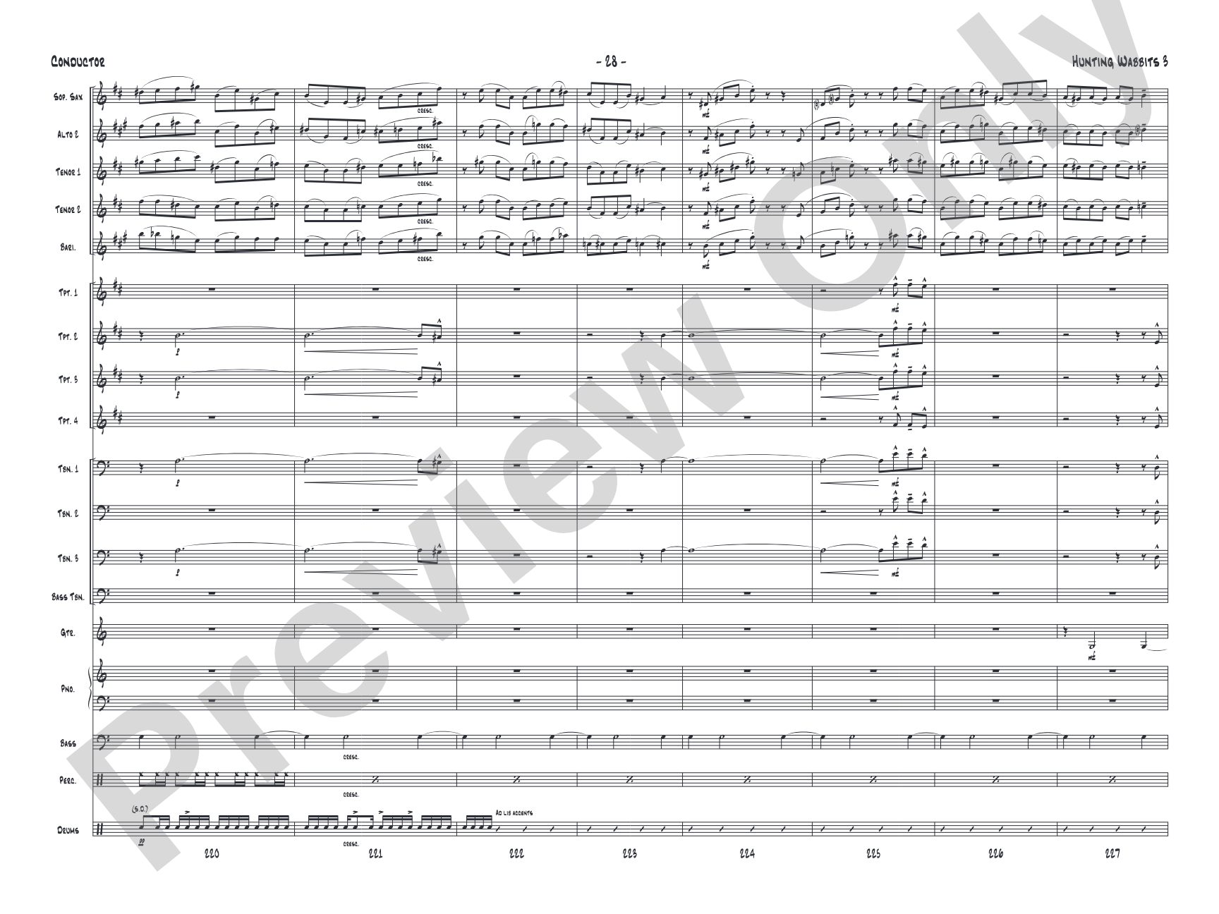 Hunting Wabbits 3 (Get Off My Lawn): Jazz Ensemble Conductor Score & Parts