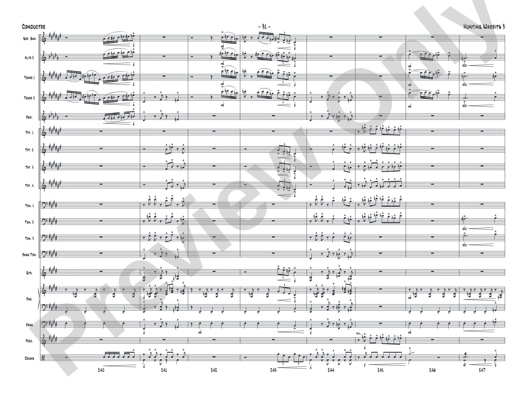 Hunting Wabbits 3 (Get Off My Lawn): Jazz Ensemble Conductor Score & Parts