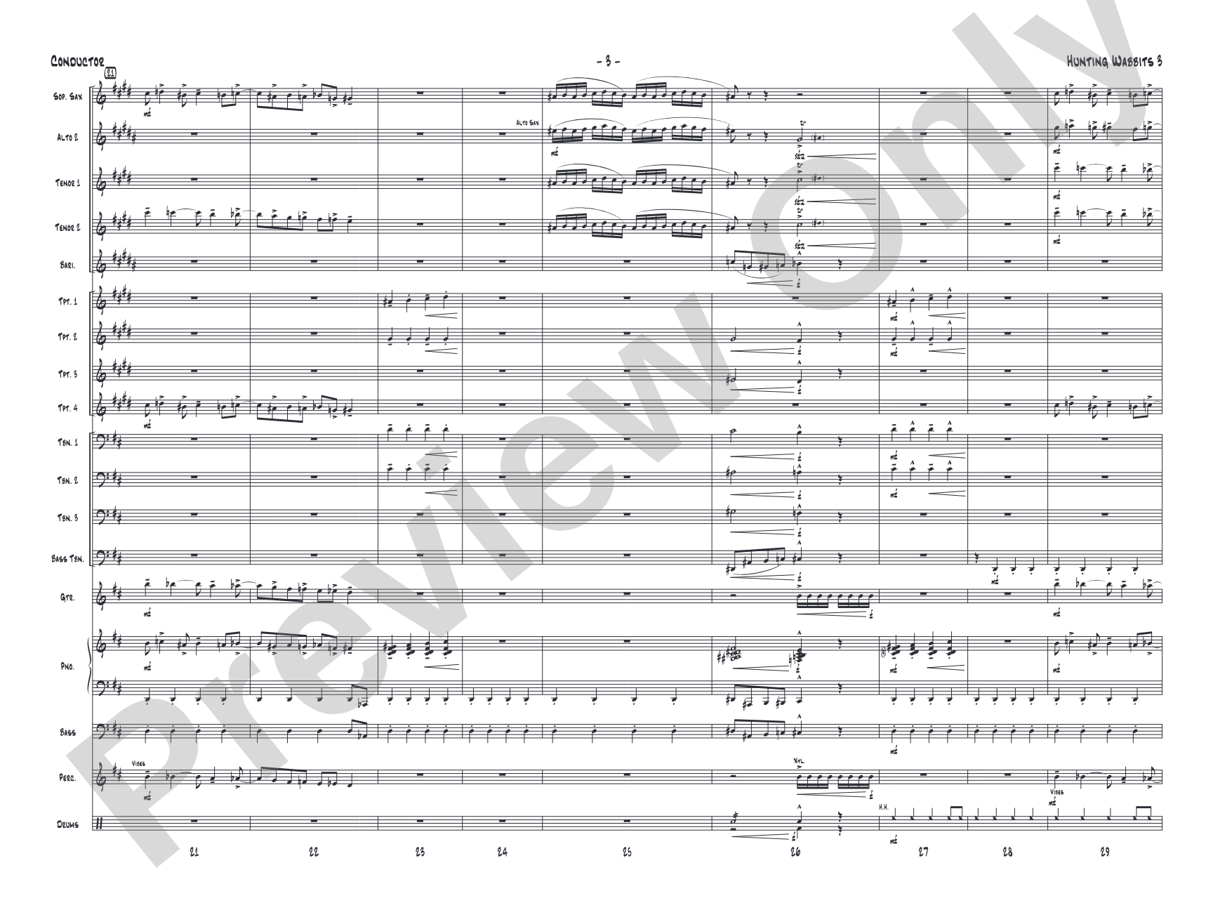 Hunting Wabbits 3 (Get Off My Lawn): Jazz Ensemble Conductor Score & Parts
