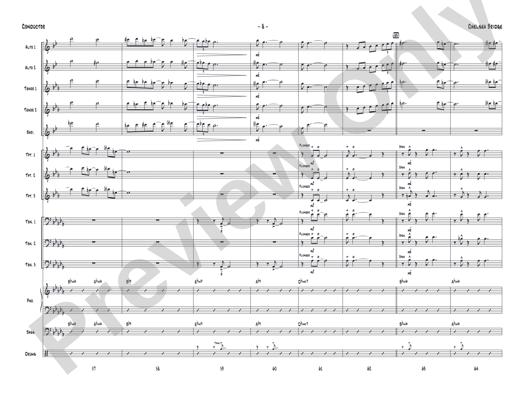 Chelsea Bridge: Jazz Ensemble Conductor Score & Parts