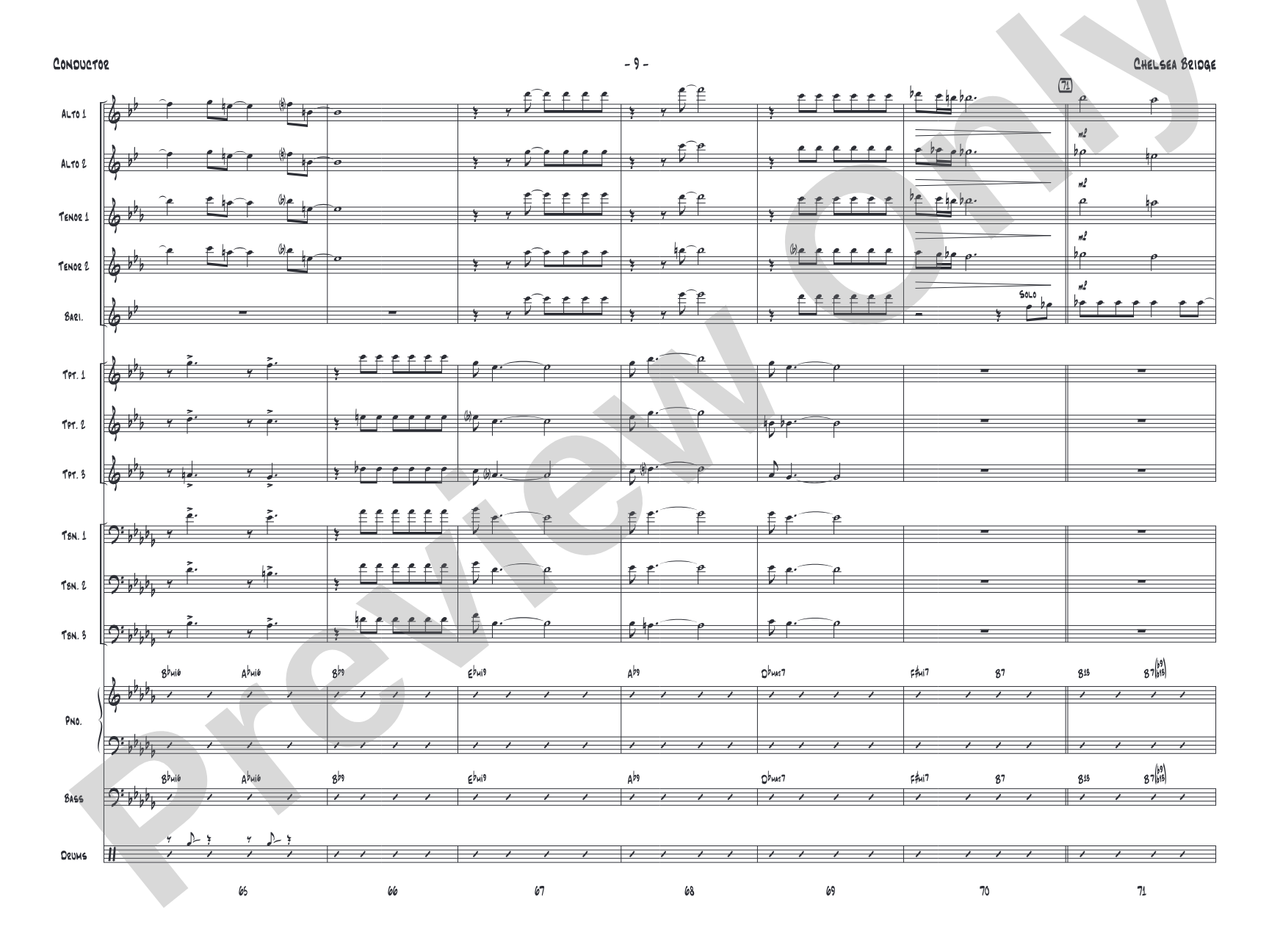 Chelsea Bridge: Jazz Ensemble Conductor Score & Parts