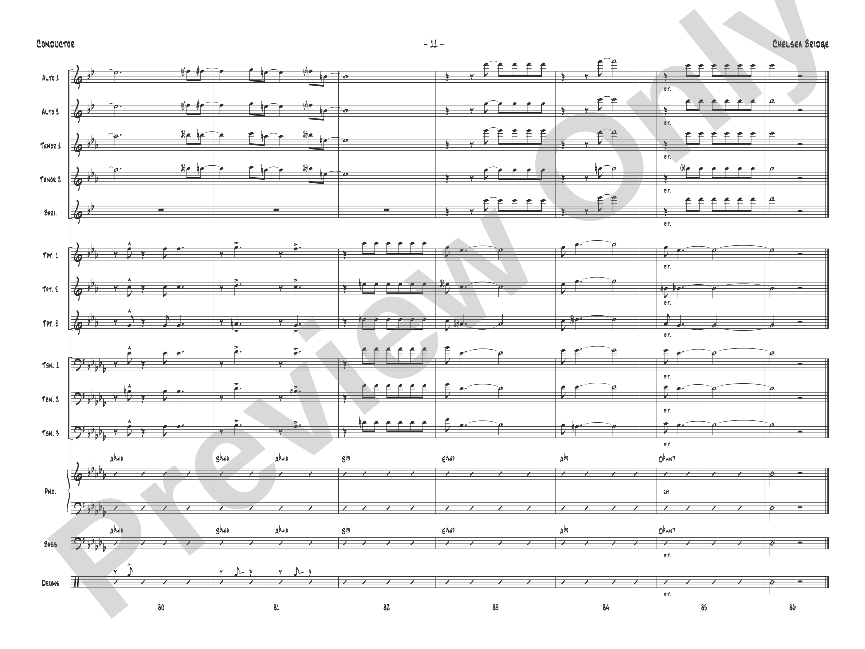 Chelsea Bridge: Jazz Ensemble Conductor Score & Parts
