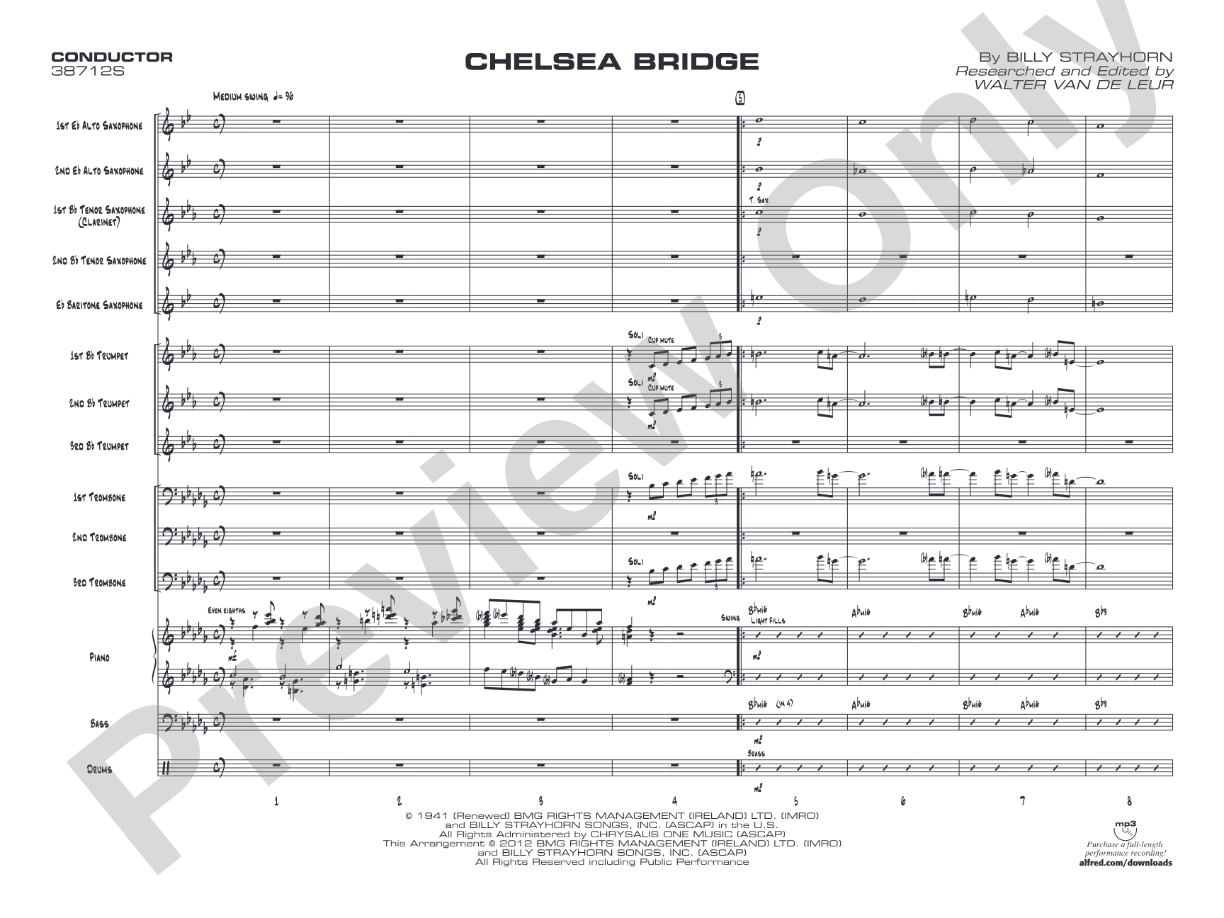 Chelsea Bridge: Jazz Ensemble Conductor Score & Parts