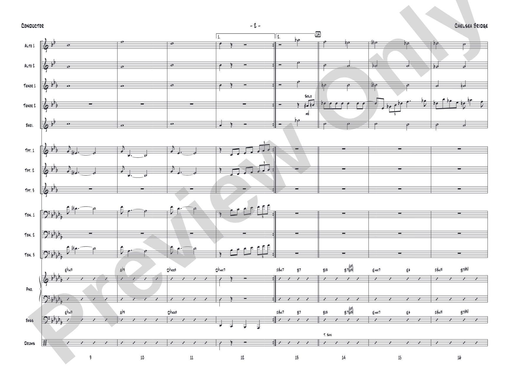 Chelsea Bridge: Jazz Ensemble Conductor Score & Parts
