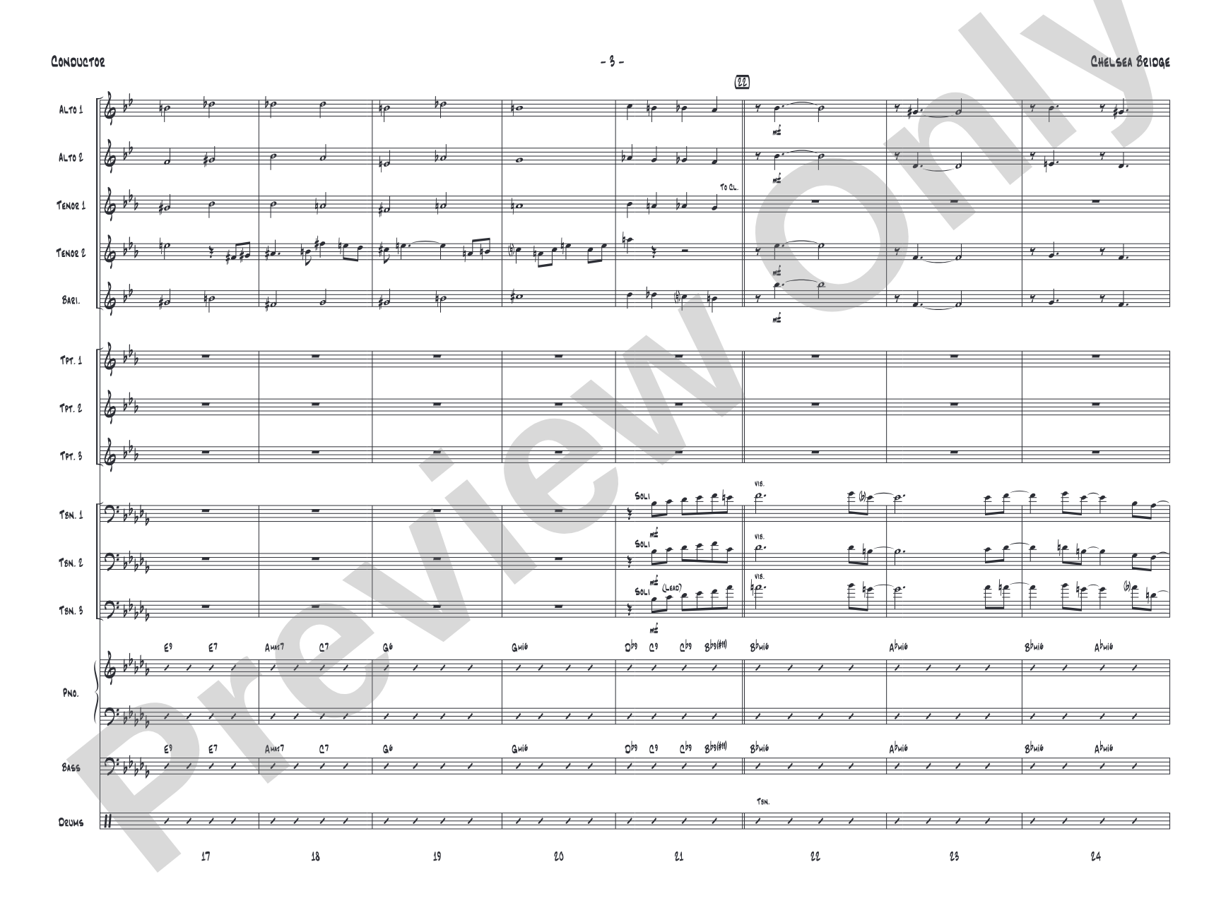 Chelsea Bridge: Jazz Ensemble Conductor Score & Parts