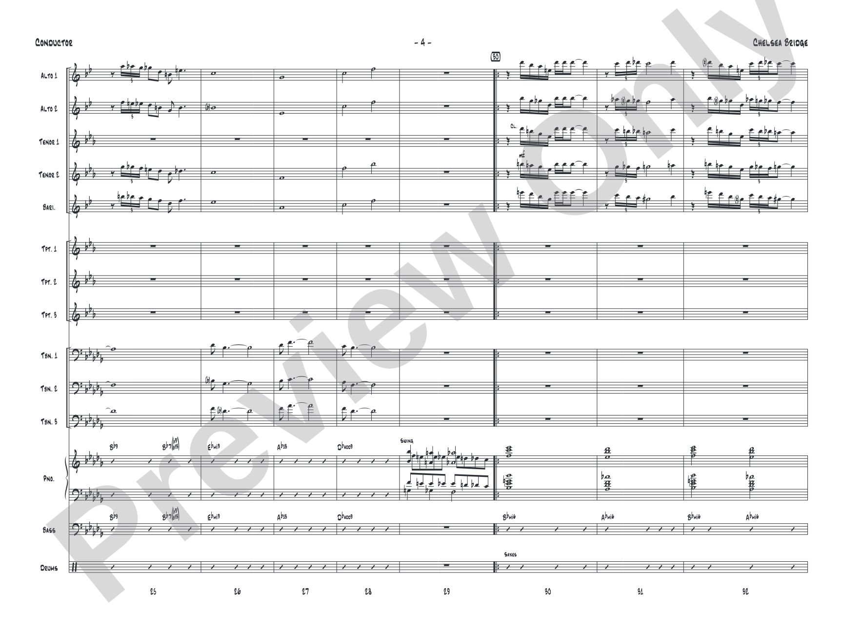 Chelsea Bridge: Jazz Ensemble Conductor Score & Parts