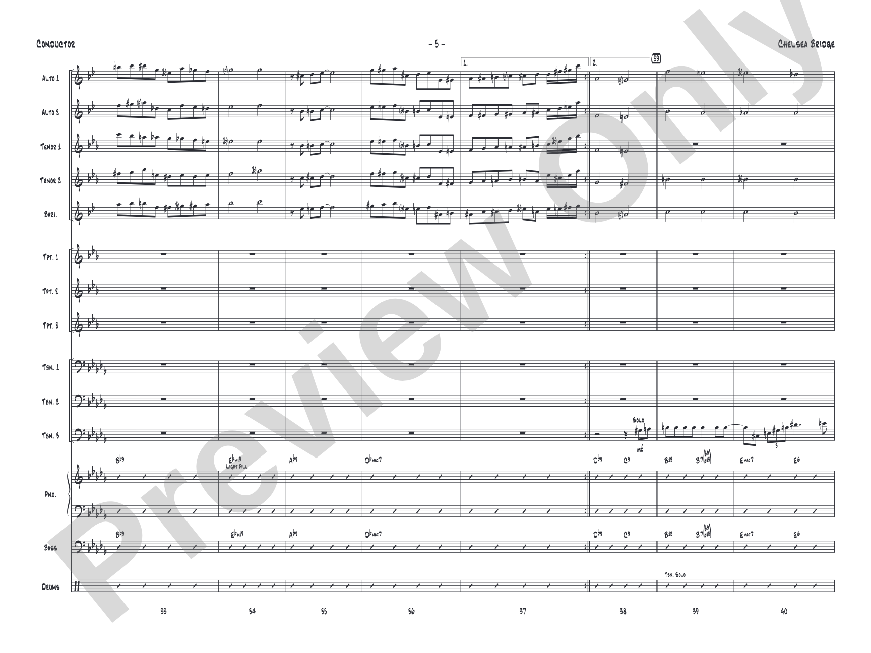 Chelsea Bridge: Jazz Ensemble Conductor Score & Parts