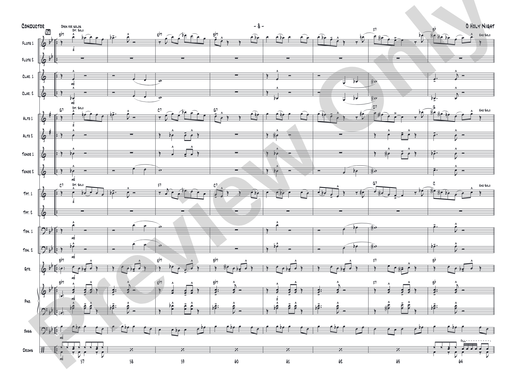 O Holy Night: Jazz Ensemble Conductor Score & Parts