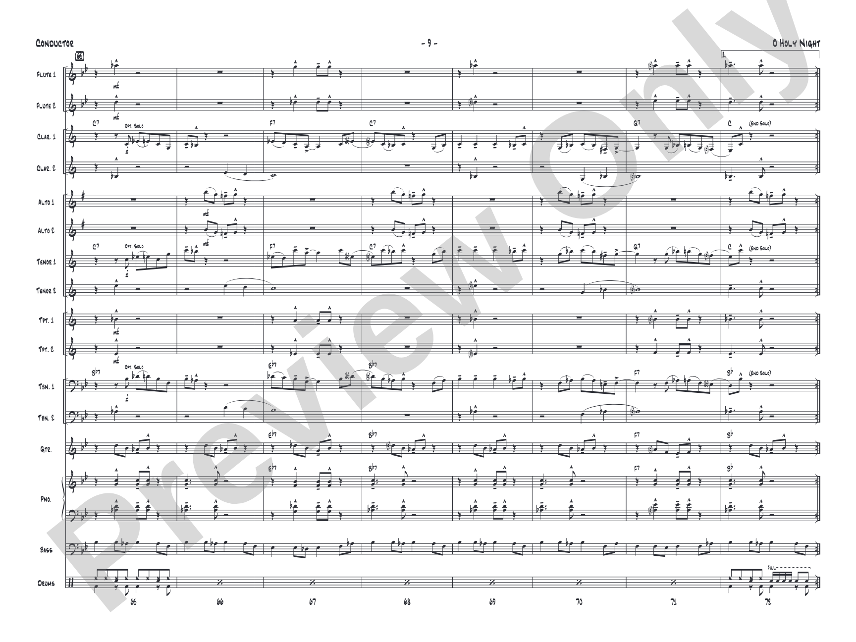 O Holy Night: Jazz Ensemble Conductor Score & Parts