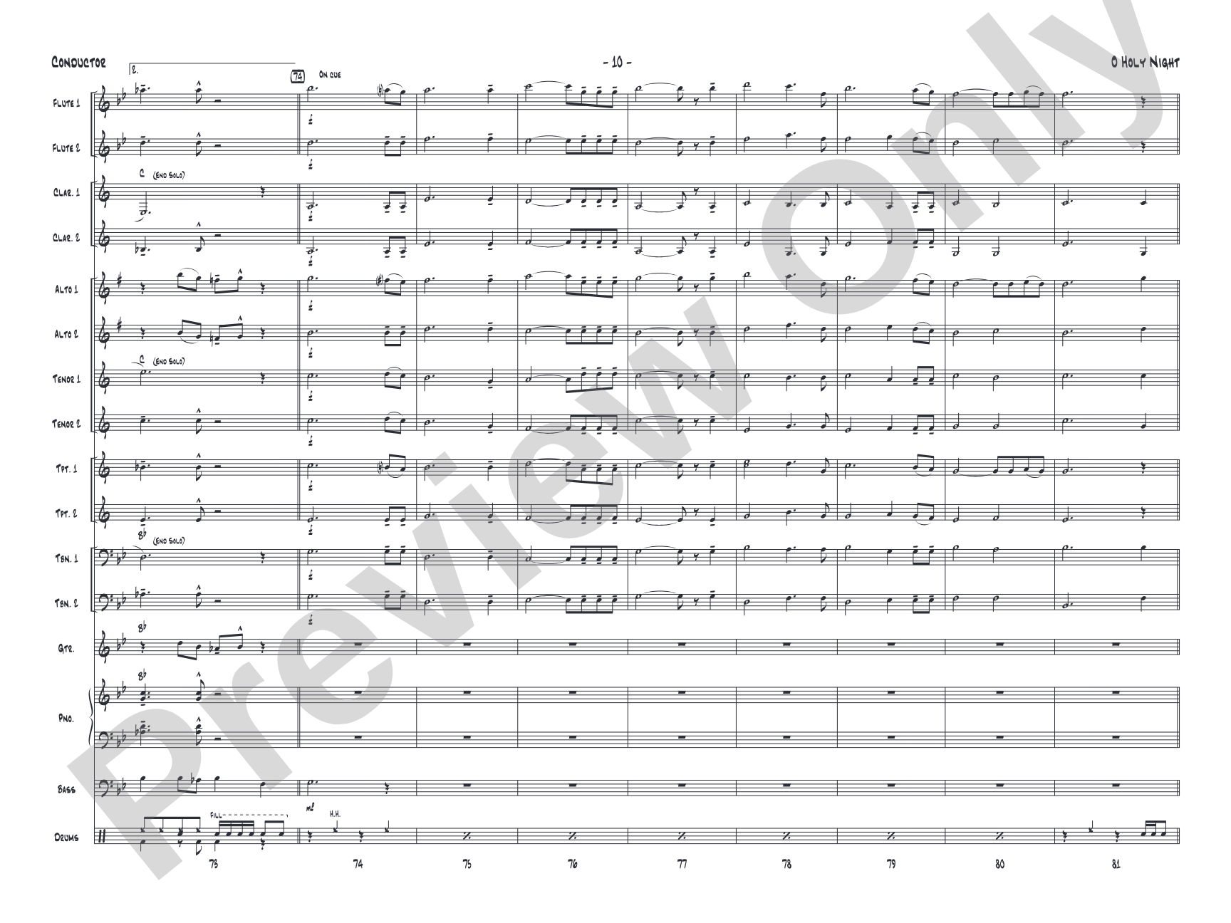 O Holy Night: Jazz Ensemble Conductor Score & Parts