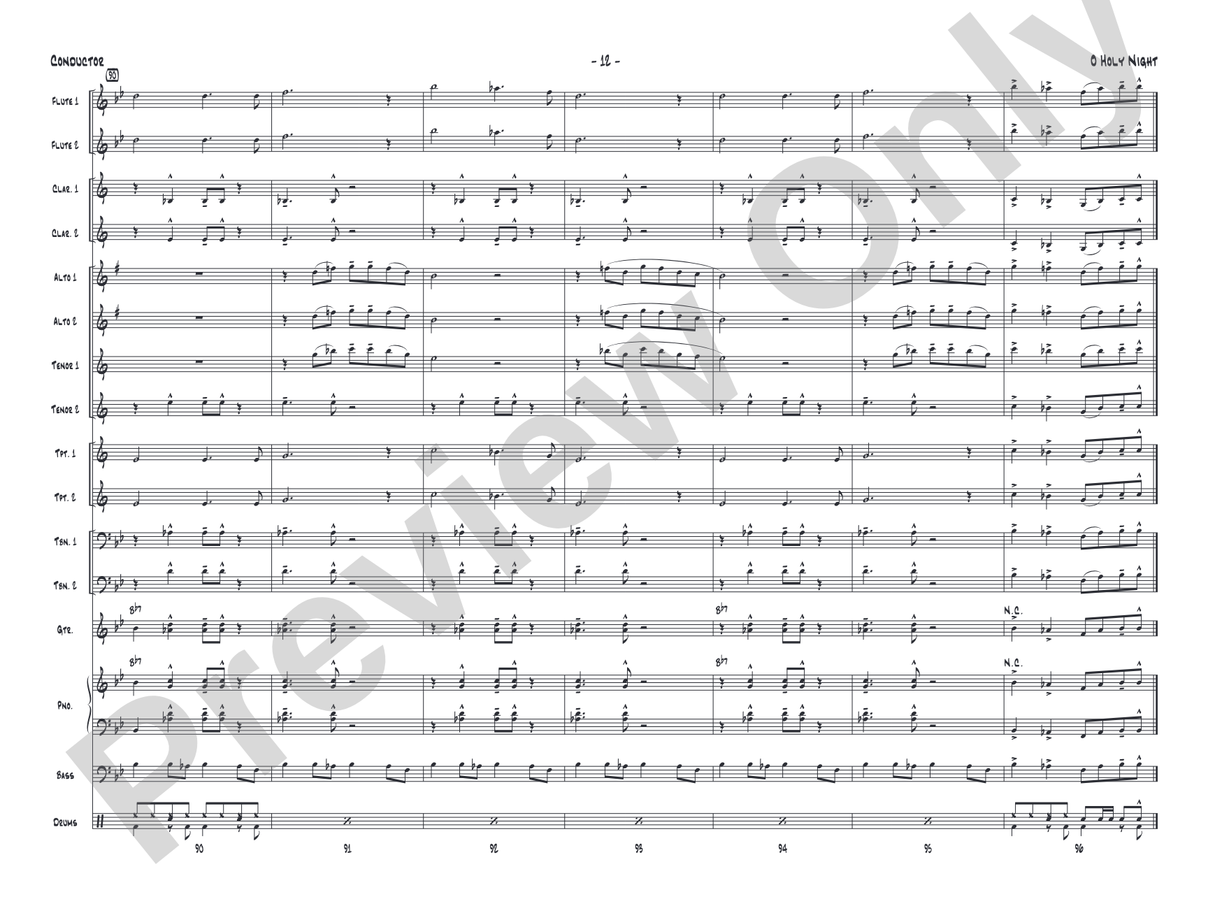 O Holy Night: Jazz Ensemble Conductor Score & Parts