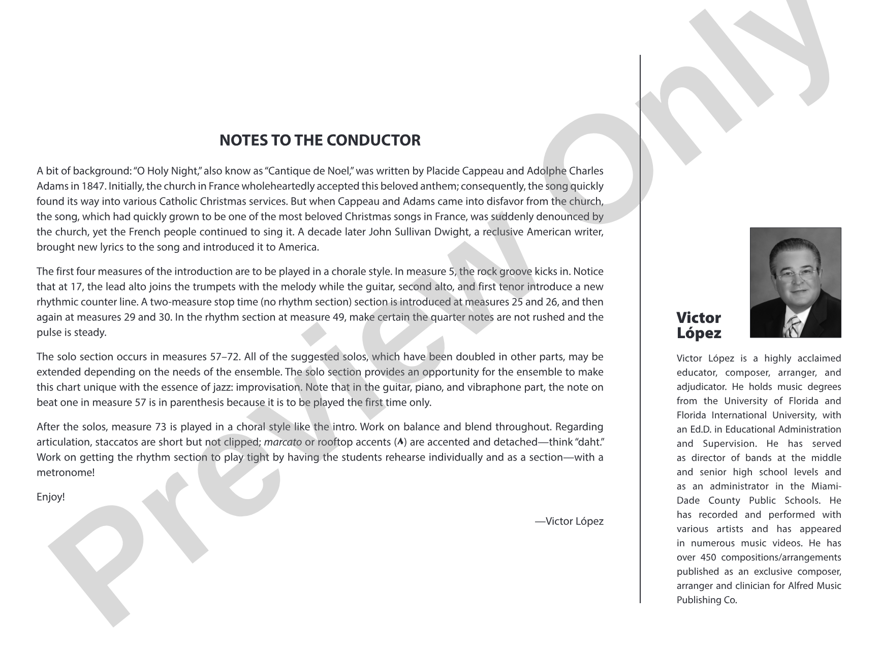 O Holy Night: Jazz Ensemble Conductor Score & Parts