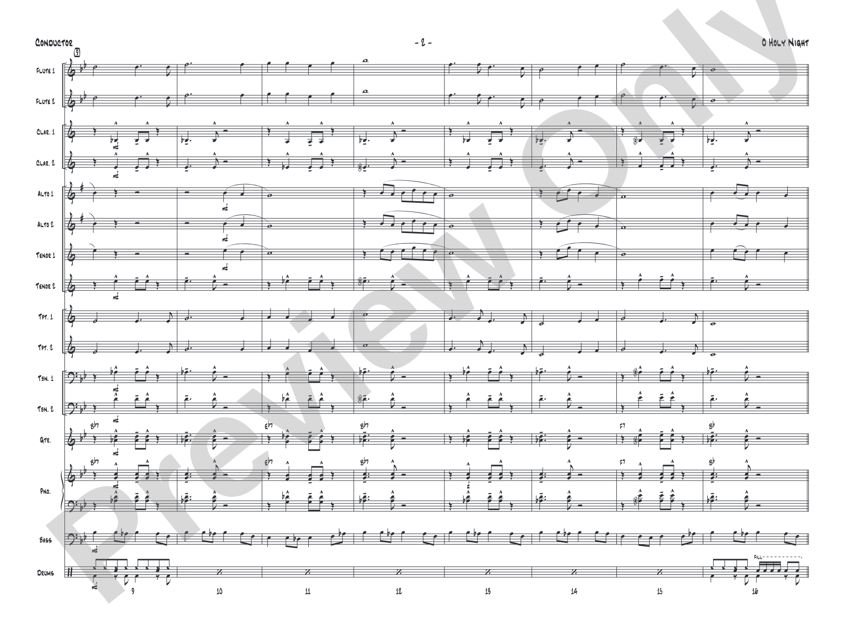 O Holy Night: Jazz Ensemble Conductor Score & Parts
