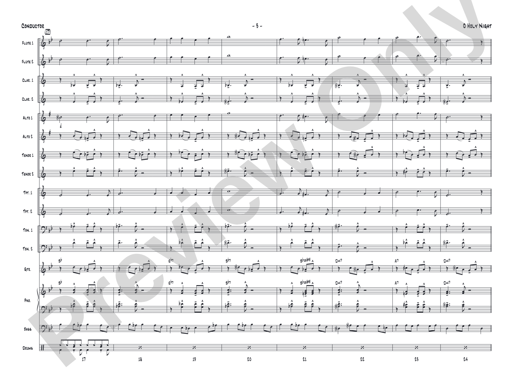 O Holy Night: Jazz Ensemble Conductor Score & Parts