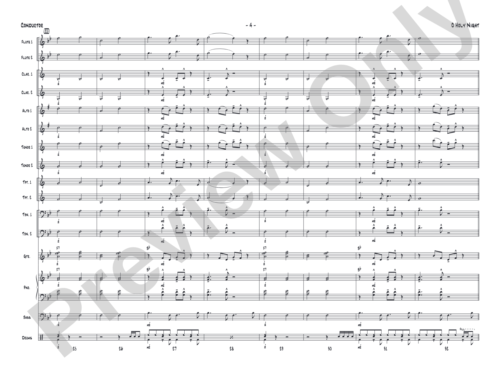 O Holy Night: Jazz Ensemble Conductor Score & Parts