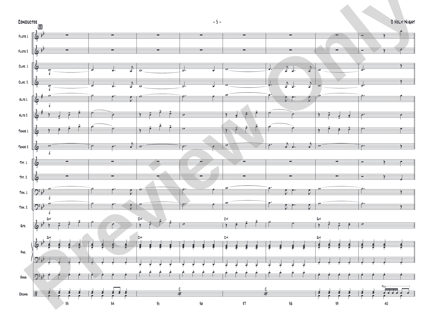 O Holy Night: Jazz Ensemble Conductor Score & Parts