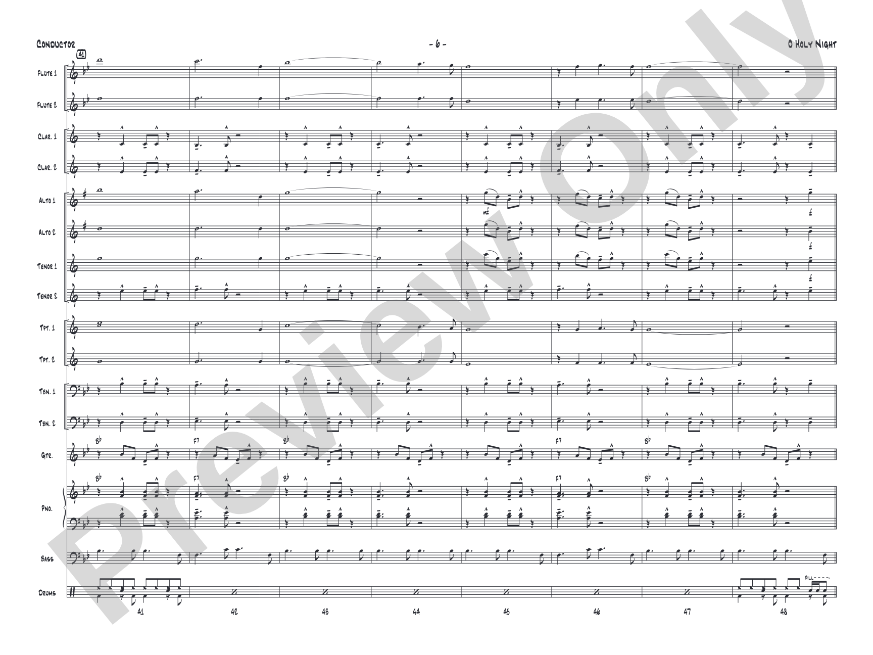 O Holy Night: Jazz Ensemble Conductor Score & Parts