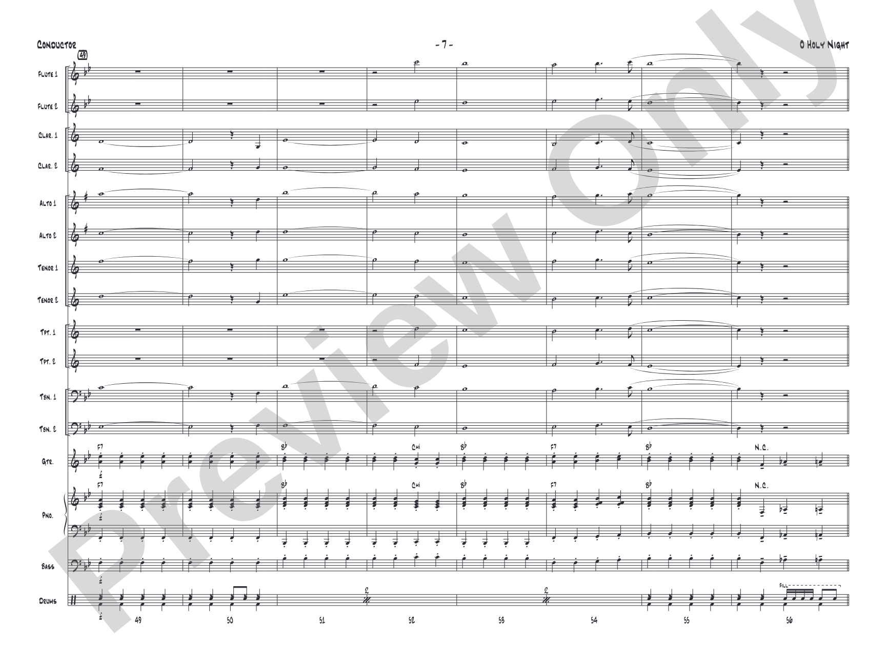 O Holy Night: Jazz Ensemble Conductor Score & Parts