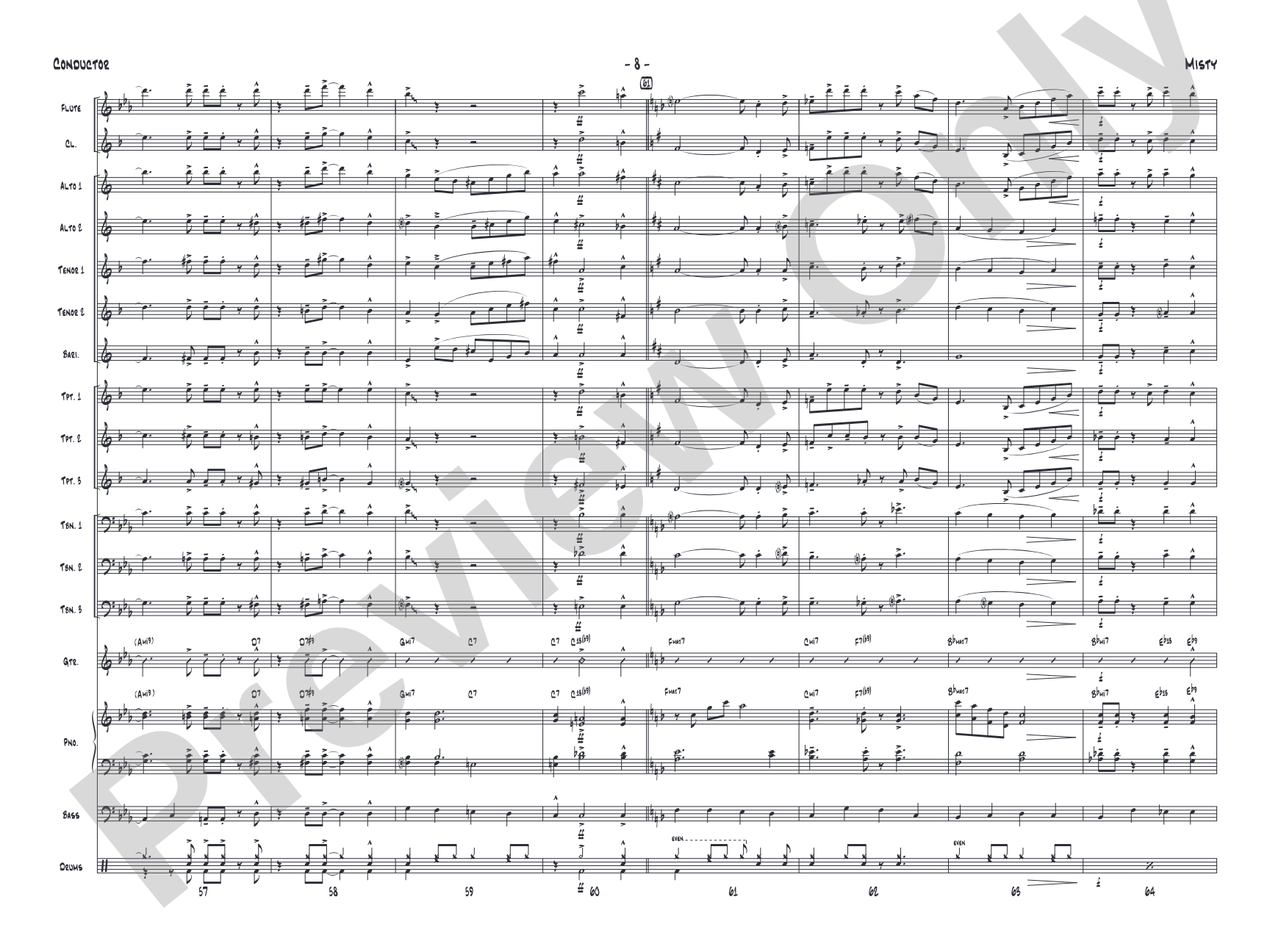 Misty: Jazz Ensemble Conductor Score & Parts