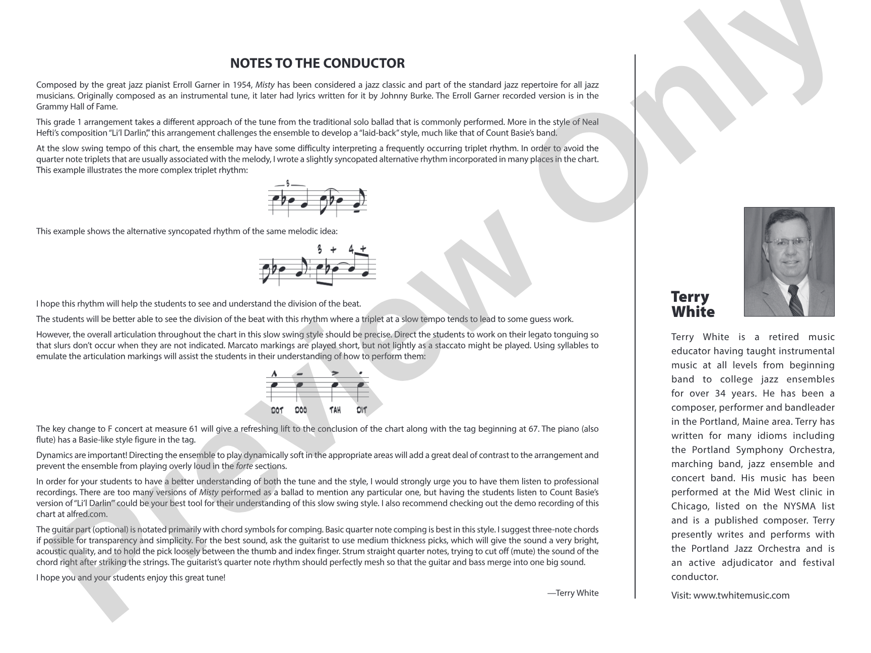 Misty: Jazz Ensemble Conductor Score & Parts