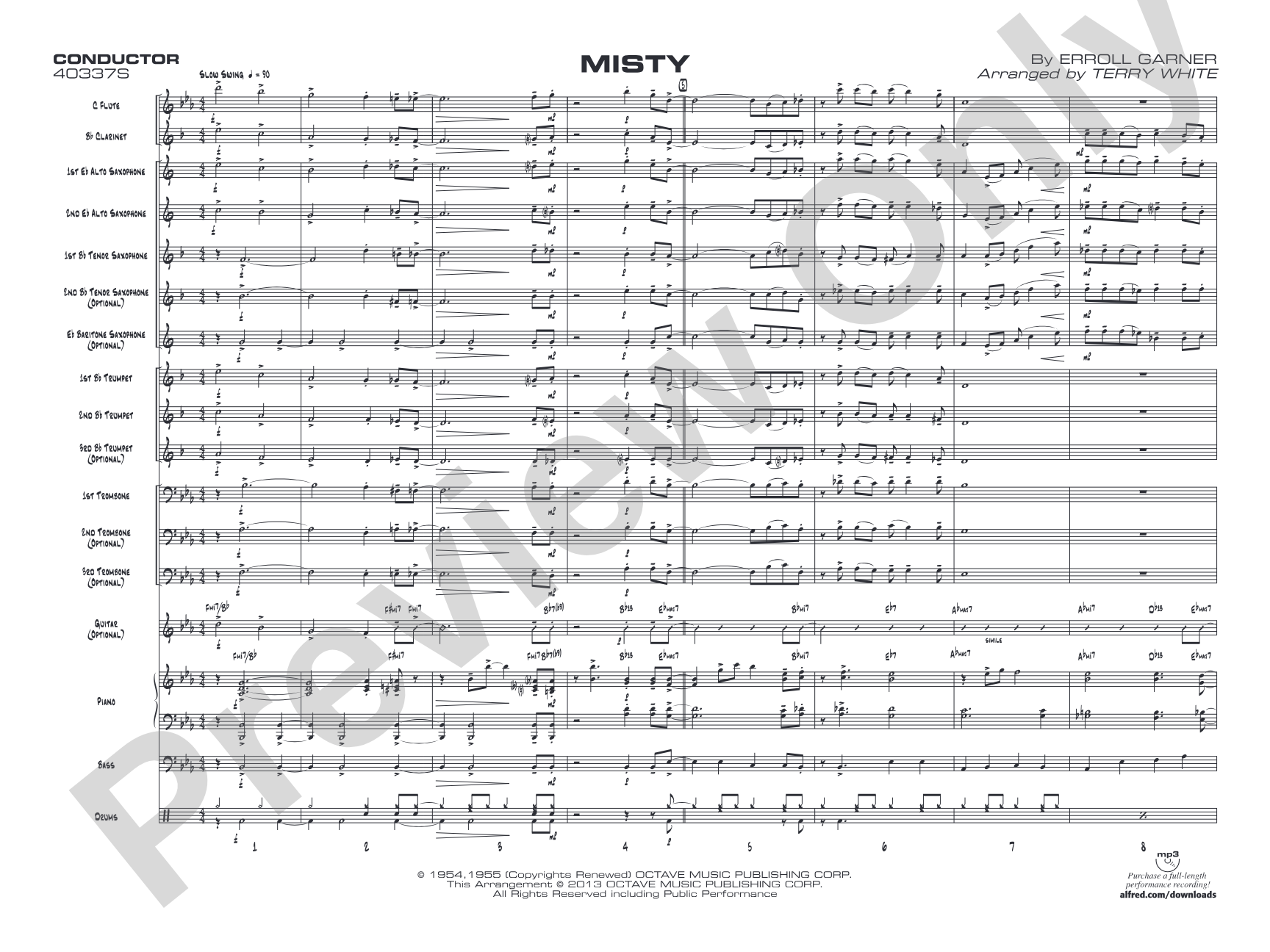 Misty: Jazz Ensemble Conductor Score & Parts