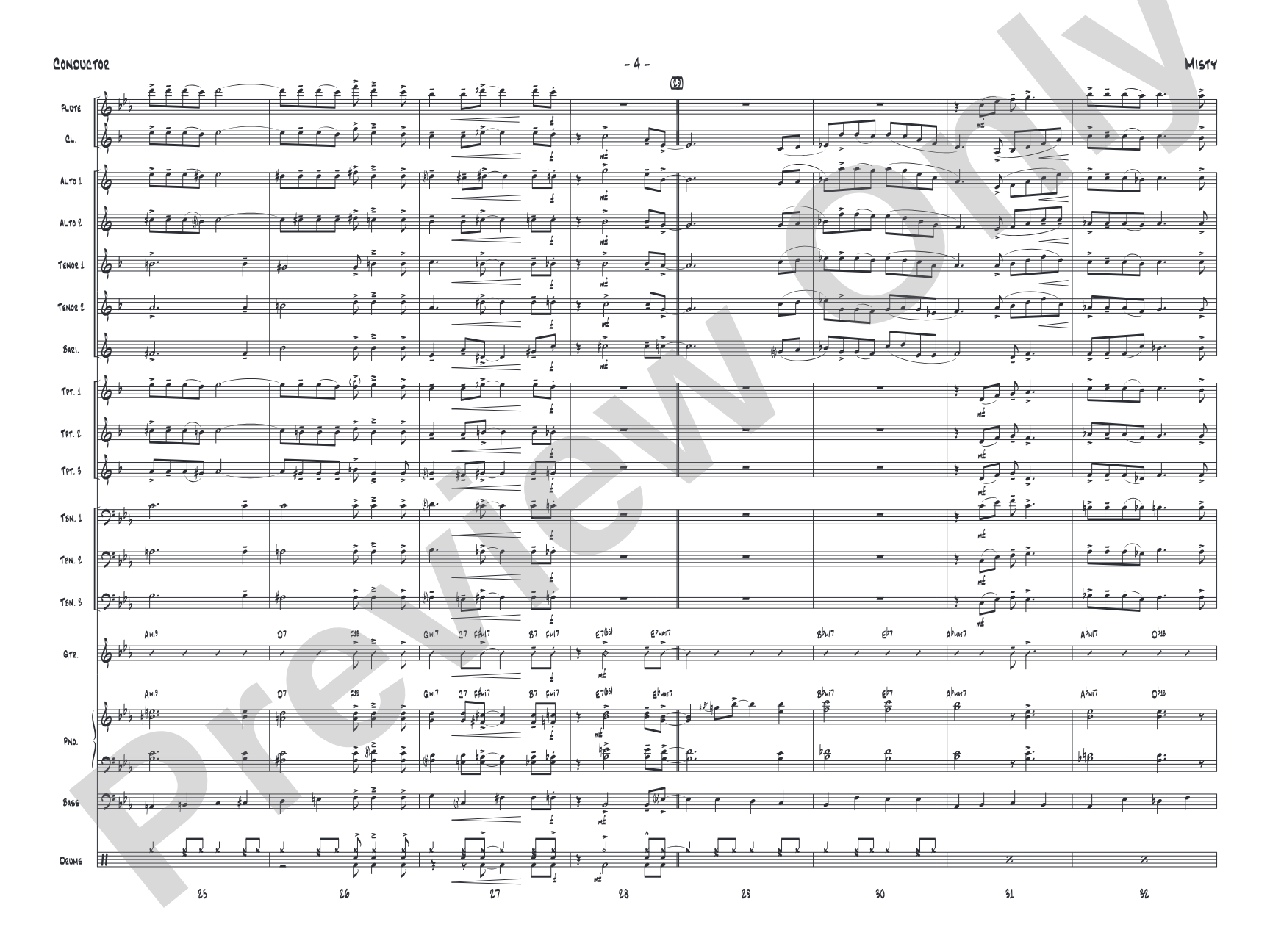 Misty: Jazz Ensemble Conductor Score & Parts