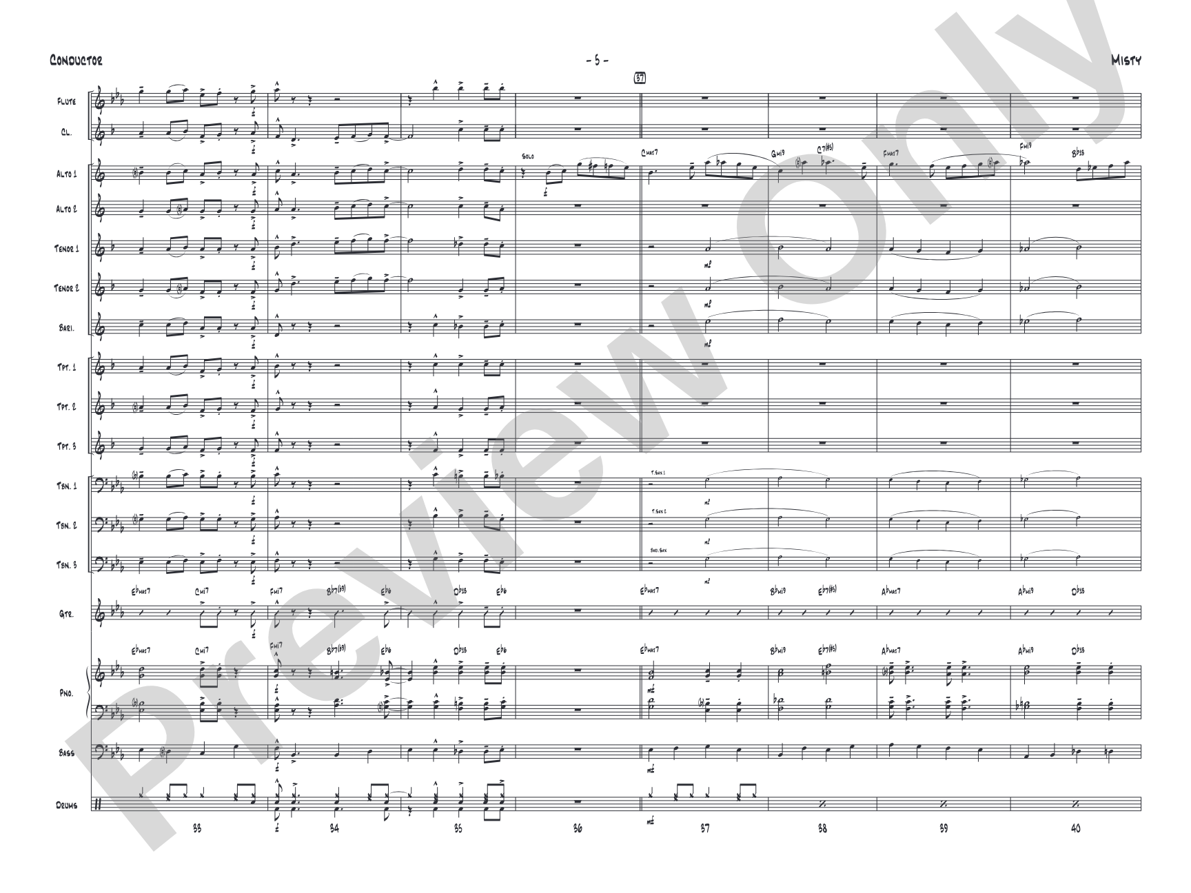 Misty: Jazz Ensemble Conductor Score & Parts